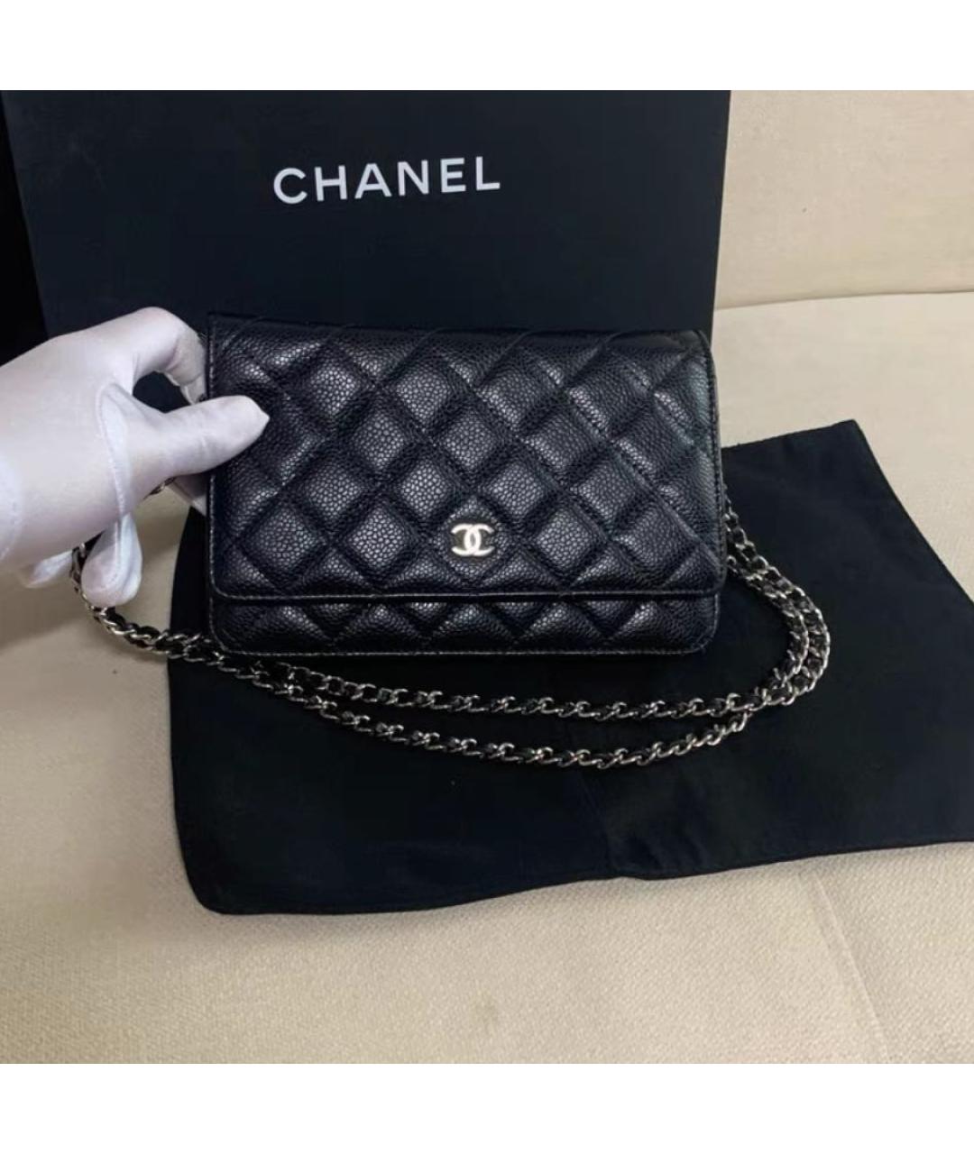 CHANEL Черная кожаная сумка через плечо, фото 5