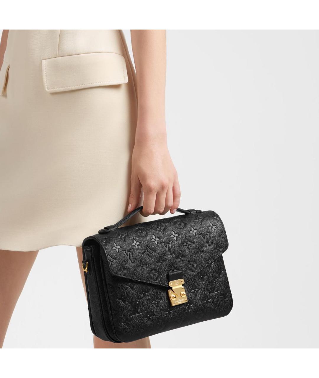 LOUIS VUITTON Черная кожаная сумка через плечо, фото 6