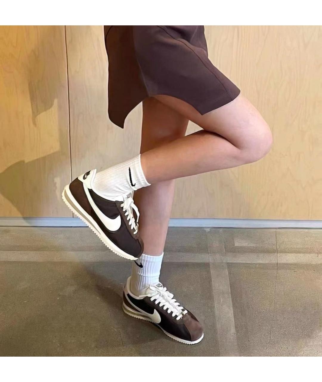 NIKE Коричневые замшевые низкие кроссовки / кеды, фото 4
