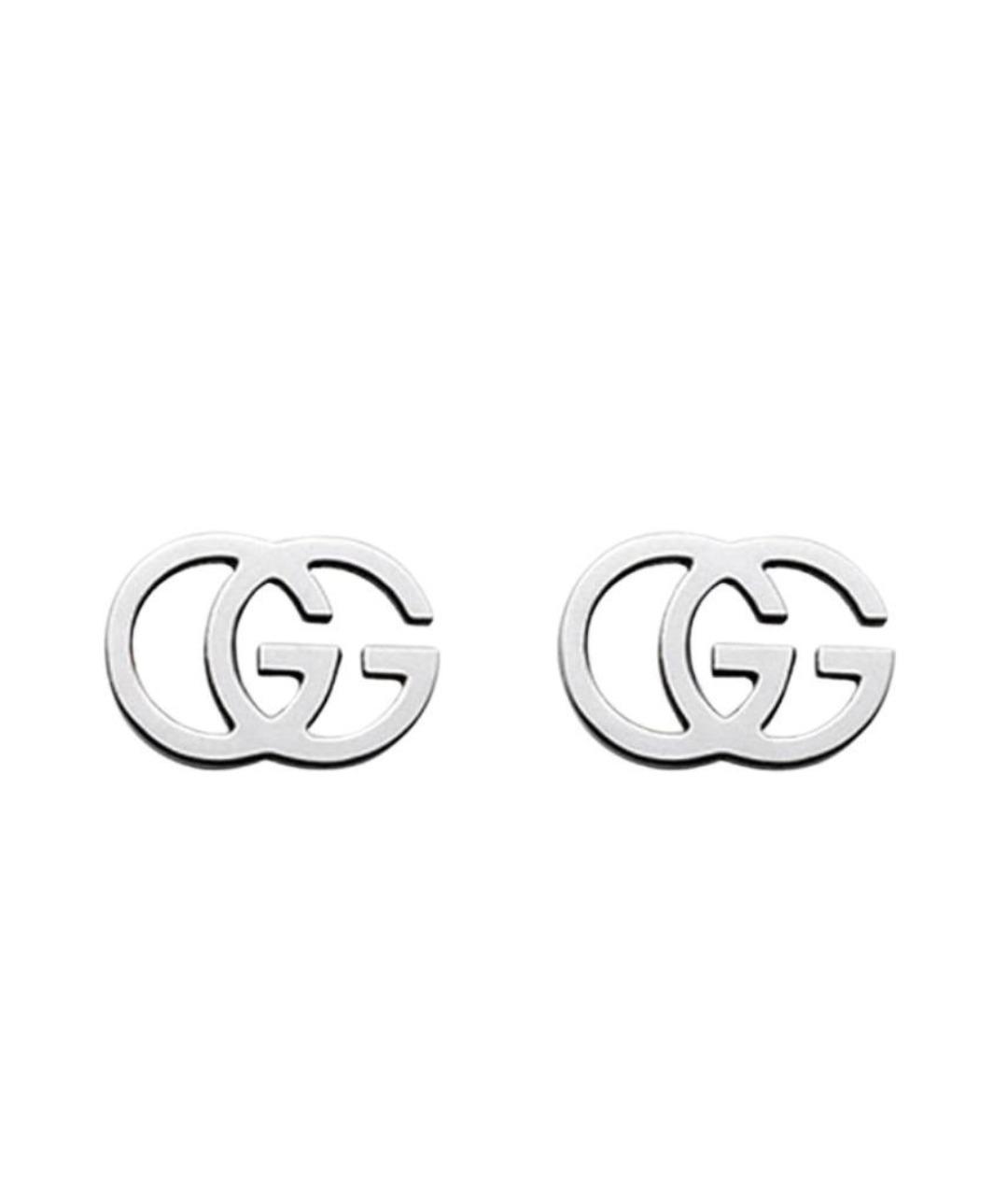 GUCCI Серебряные серьги из белого золота, фото 1