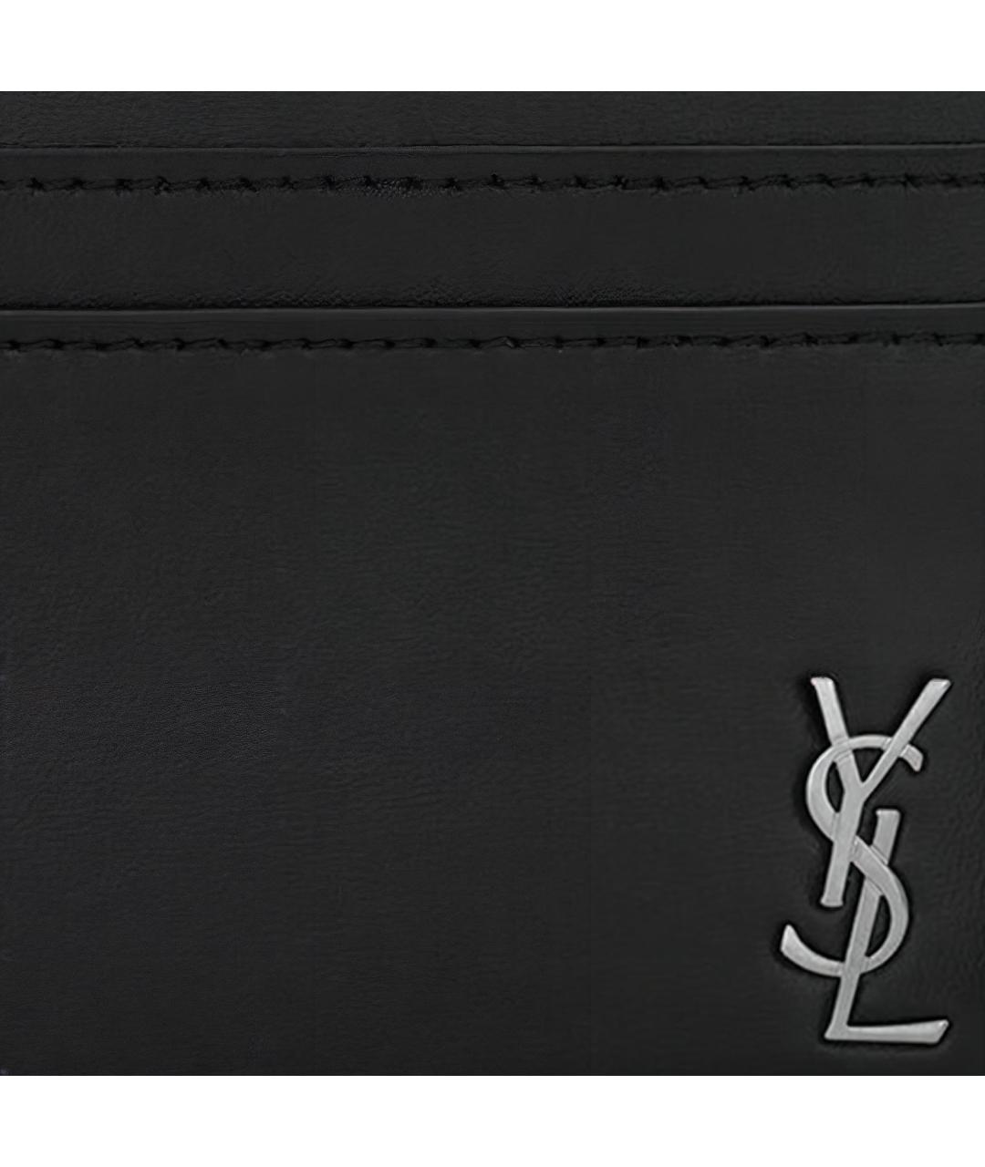 SAINT LAURENT Черный кожаный кошелек, фото 4