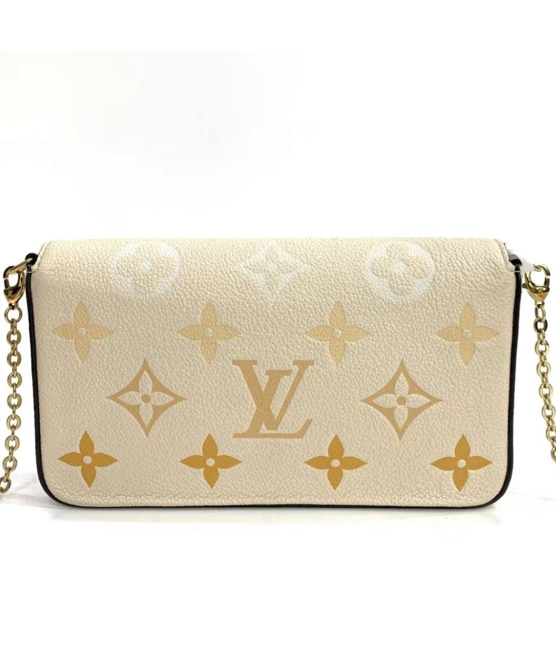 LOUIS VUITTON Бежевая кожаная сумка через плечо, фото 4