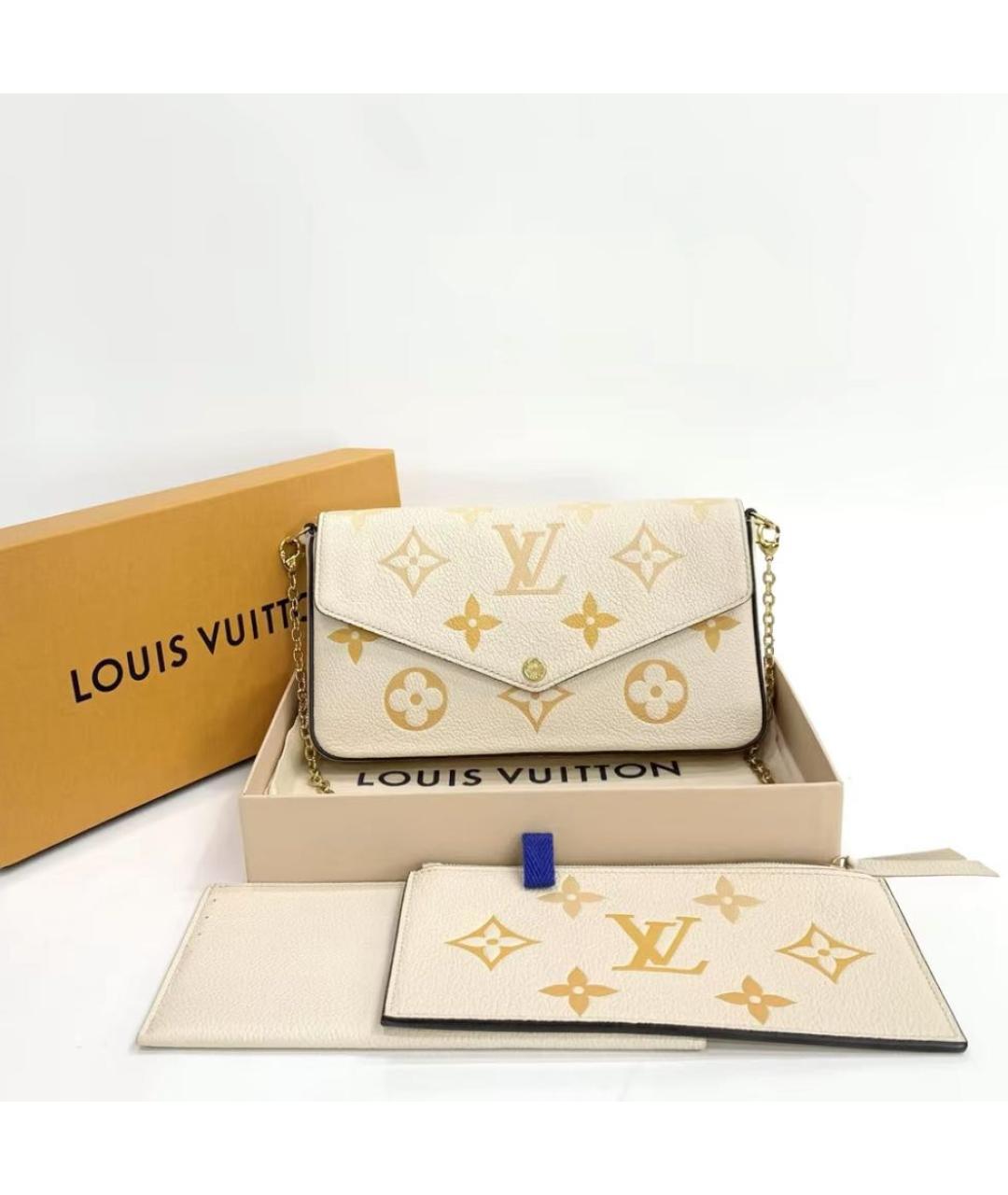 LOUIS VUITTON Бежевая кожаная сумка через плечо, фото 3