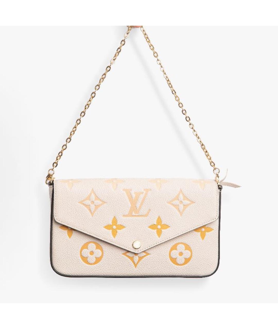 LOUIS VUITTON Бежевая кожаная сумка через плечо, фото 2
