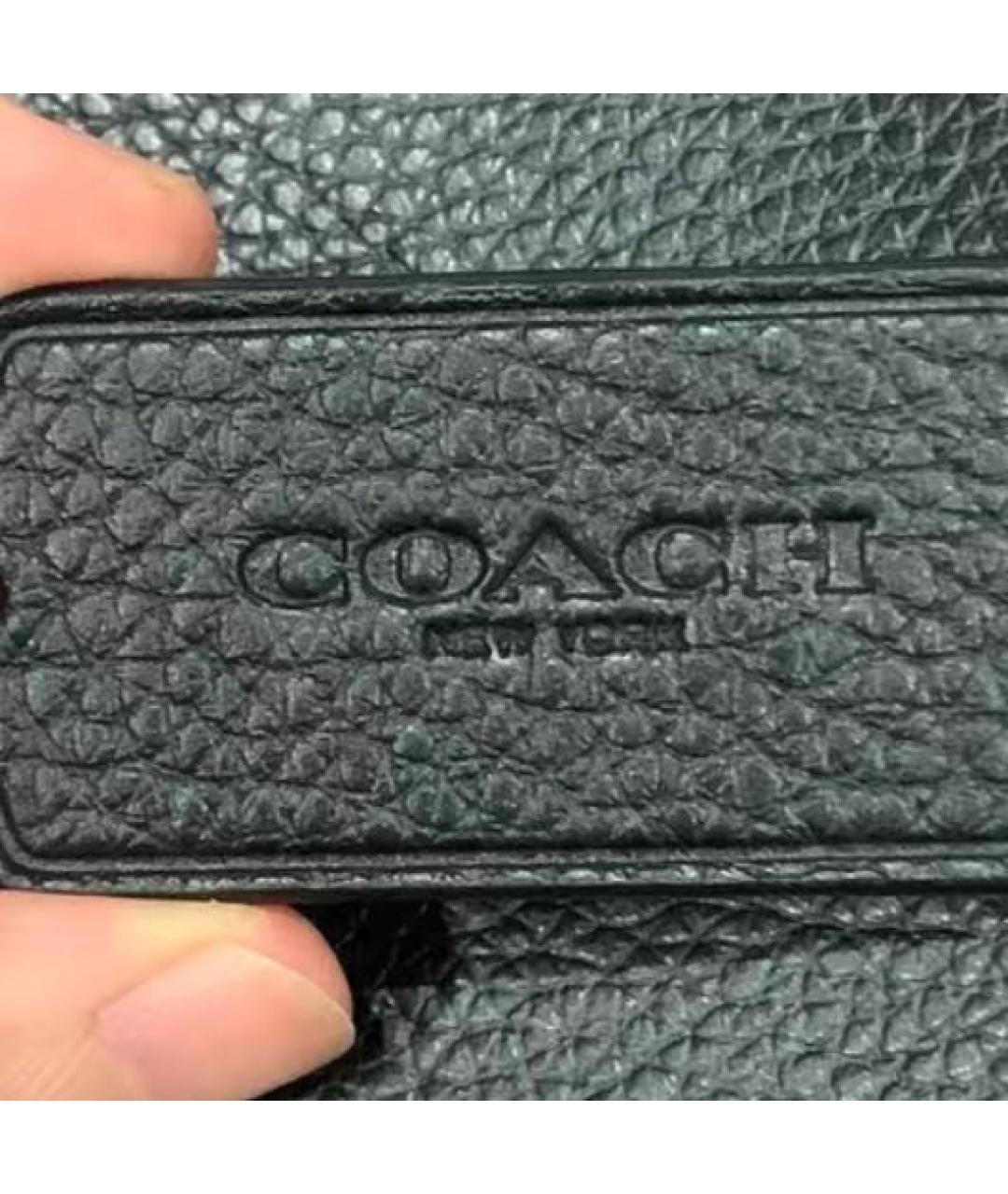 COACH Черная кожаная сумка тоут, фото 5