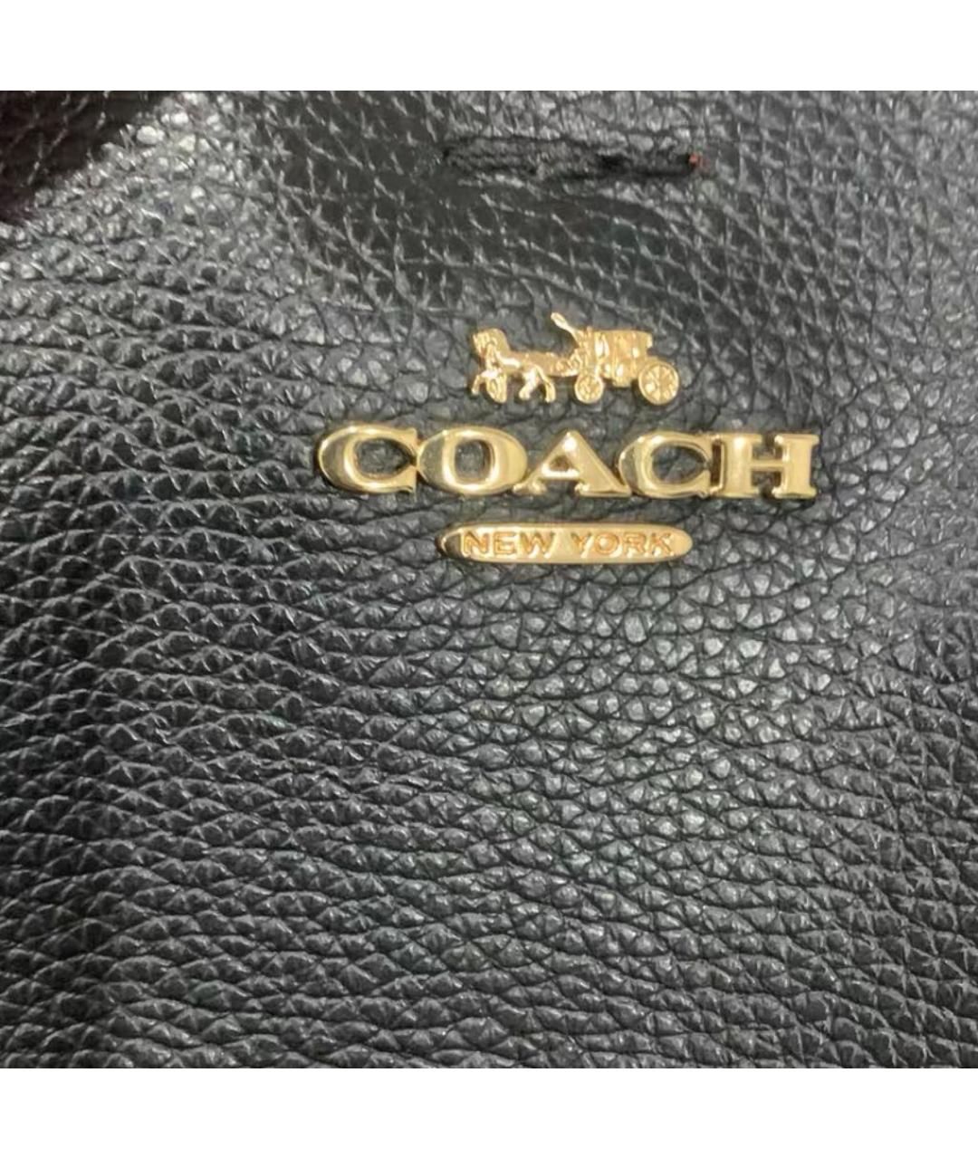 COACH Черная кожаная сумка тоут, фото 4