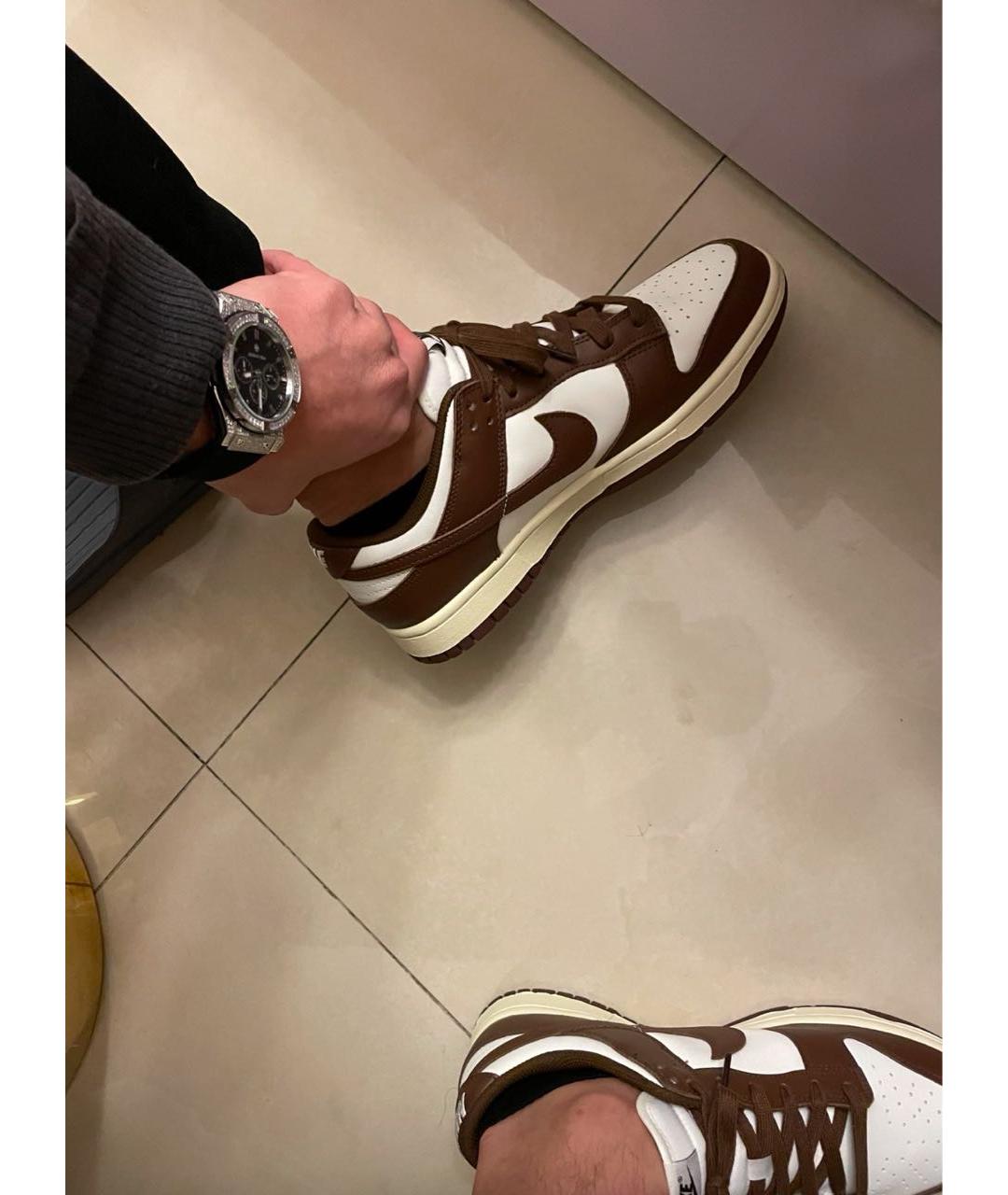 NIKE Коричневые низкие кроссовки / кеды из искусственной кожи, фото 4