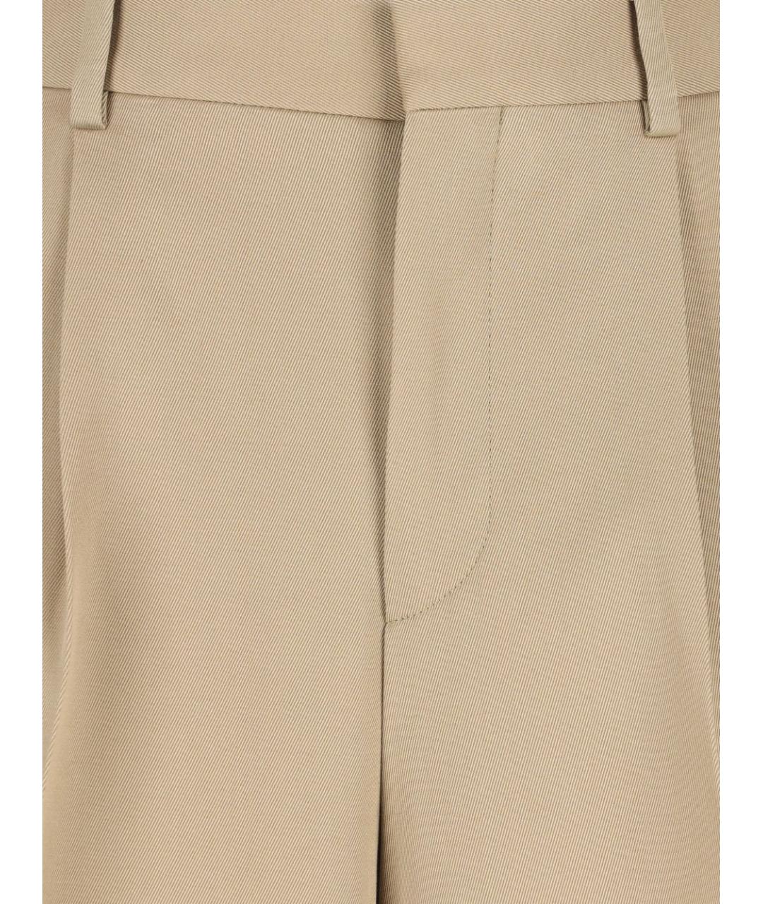 CELINE Бежевые шерстяные прямые брюки, фото 3