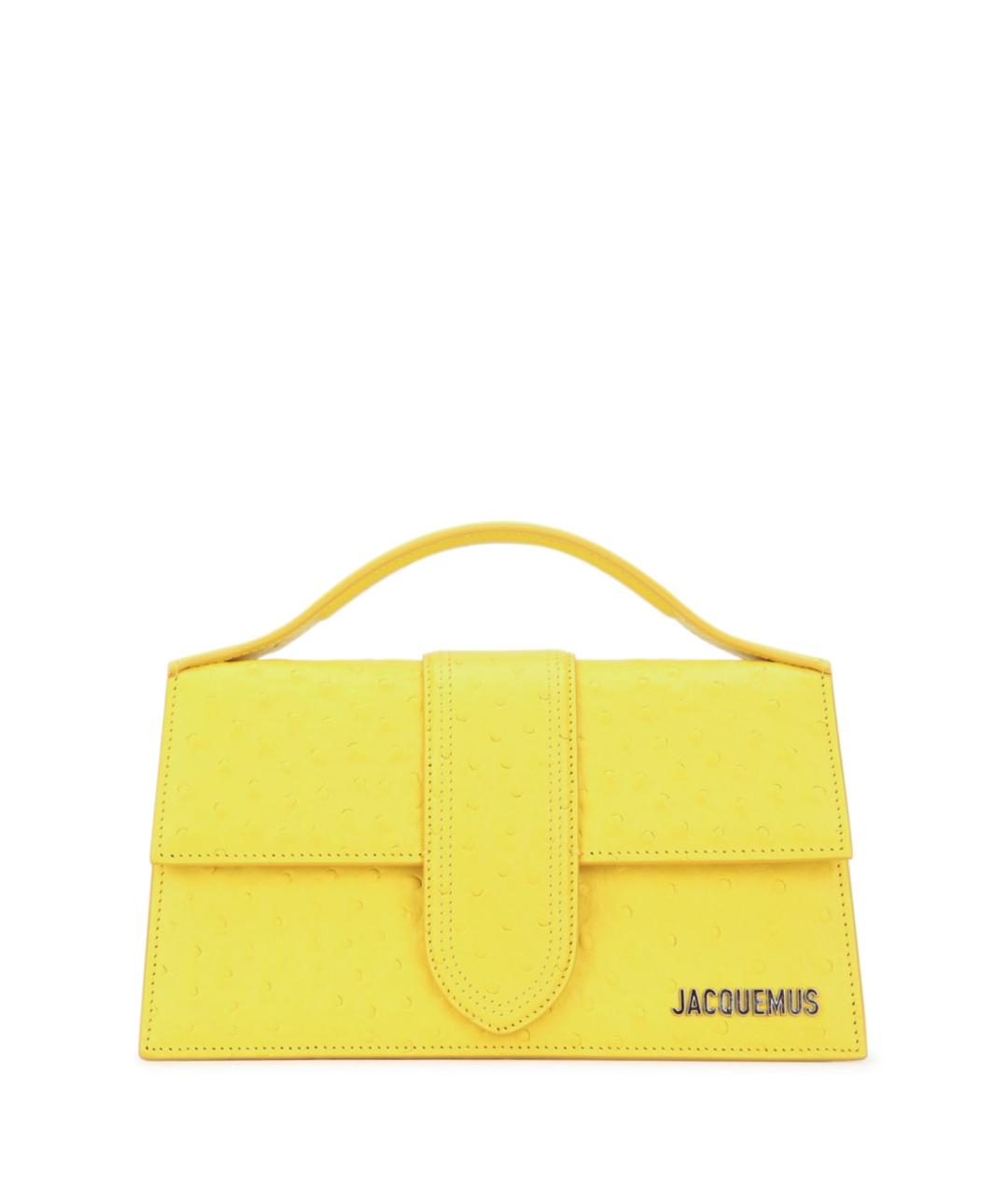 JACQUEMUS Желтая кожаная сумка с короткими ручками, фото 1