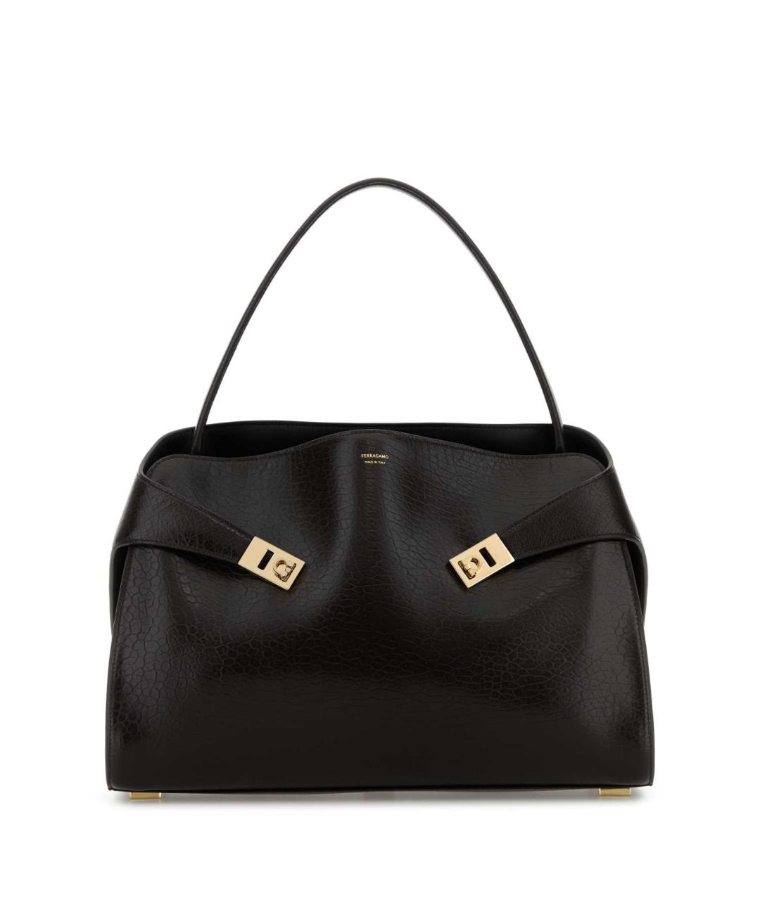 FERRAGAMO Коричневая кожаная сумка с короткими ручками, фото 1