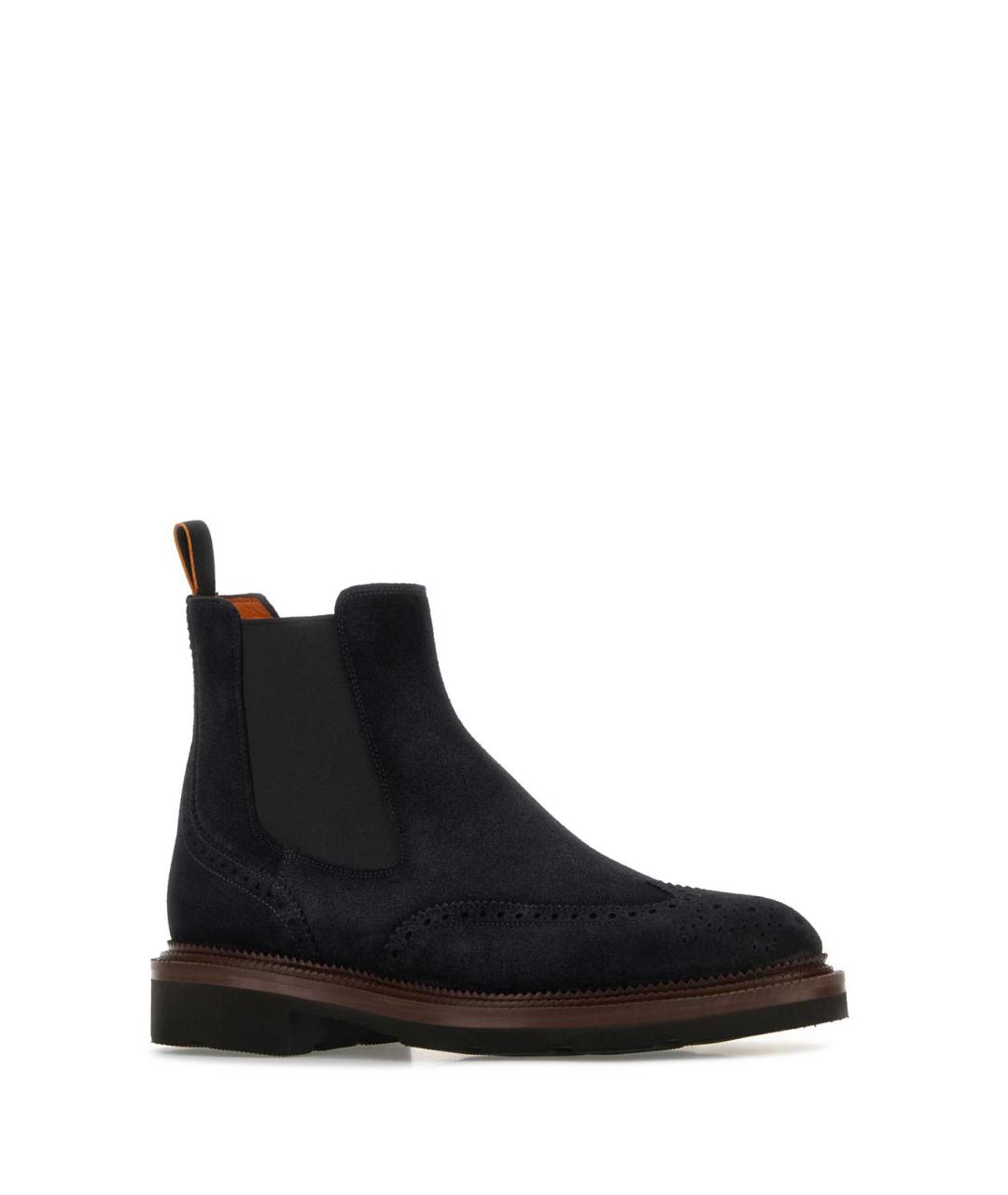 SANTONI Темно-синие замшевые высокие ботинки, фото 2