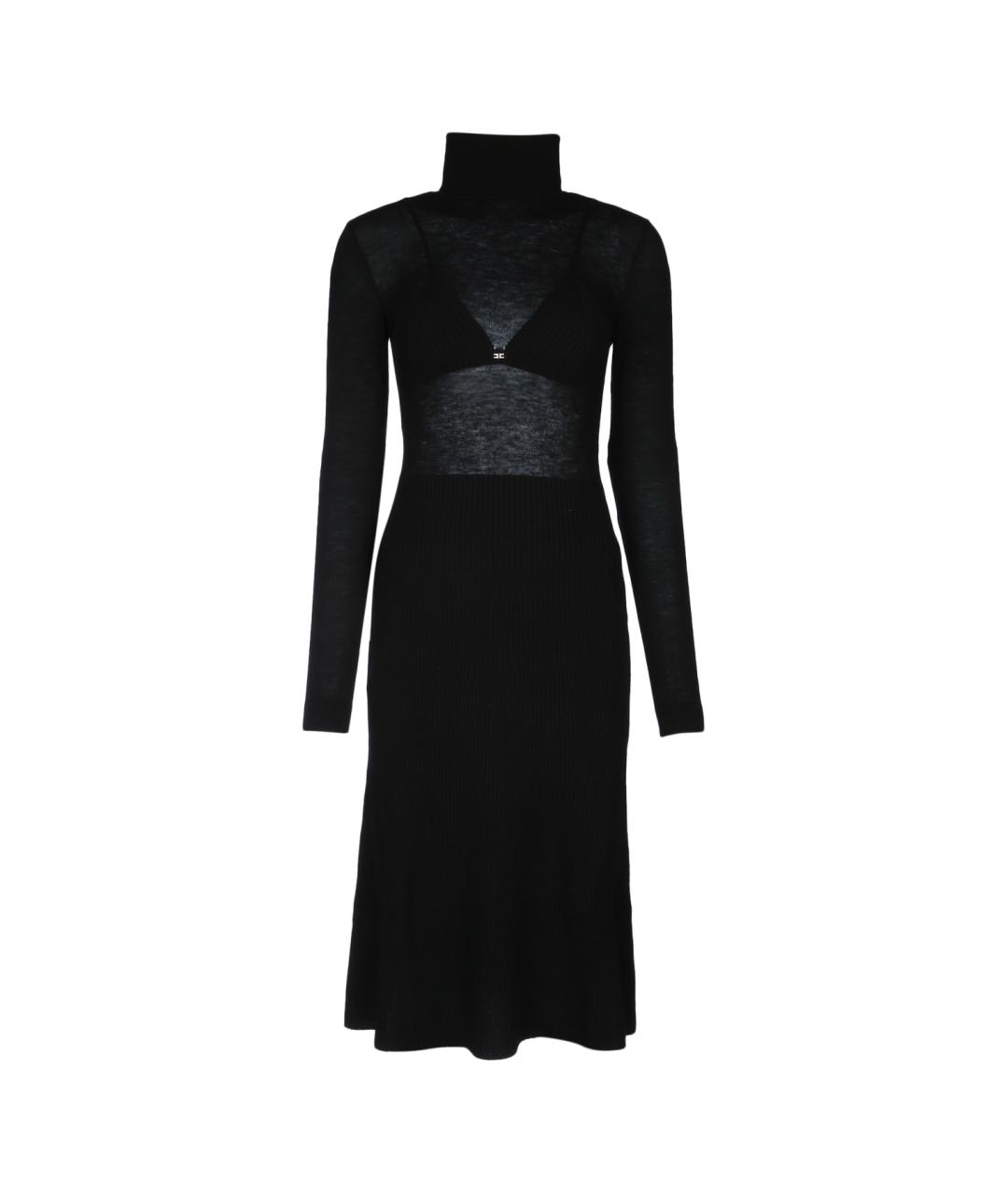ELISABETTA FRANCHI Черное шерстяное повседневное платье, фото 1