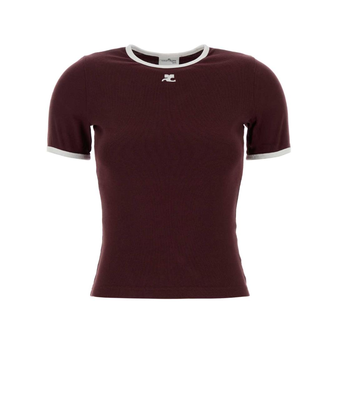 COURREGES Бордовая хлопковая футболка, фото 1