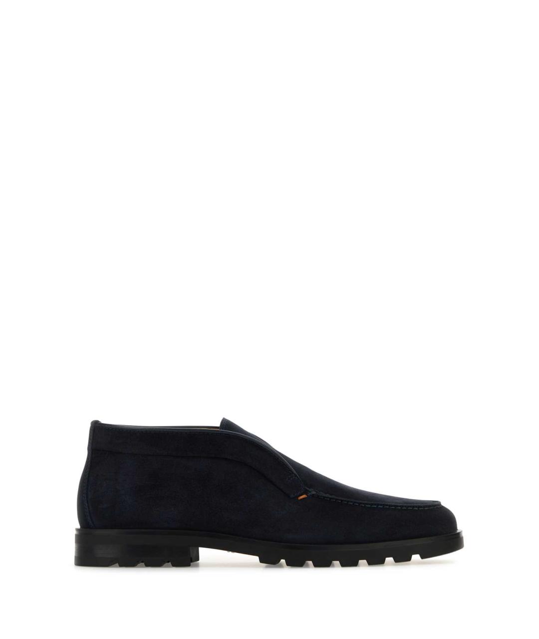 SANTONI Синие кожаные низкие ботинки, фото 1