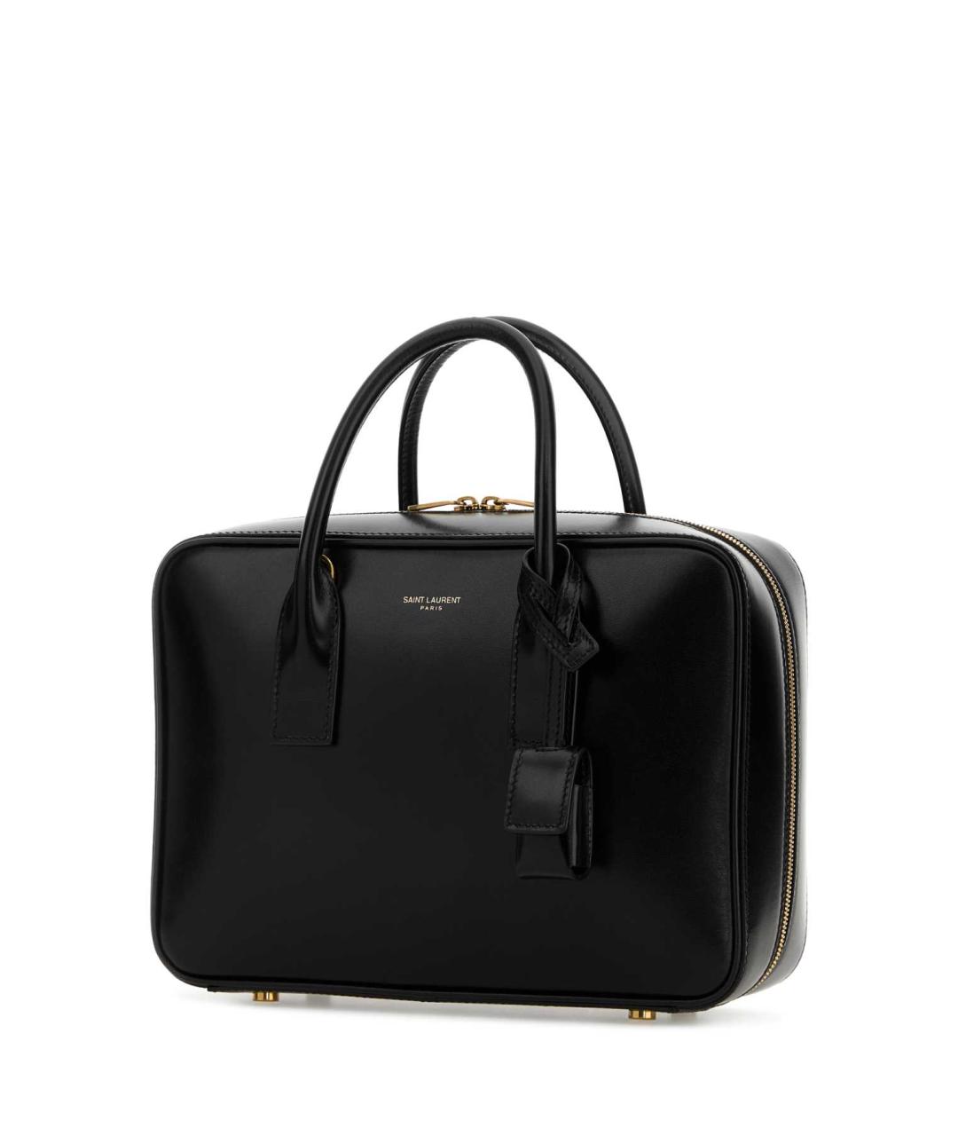 SAINT LAURENT Черная кожаная сумка тоут, фото 2