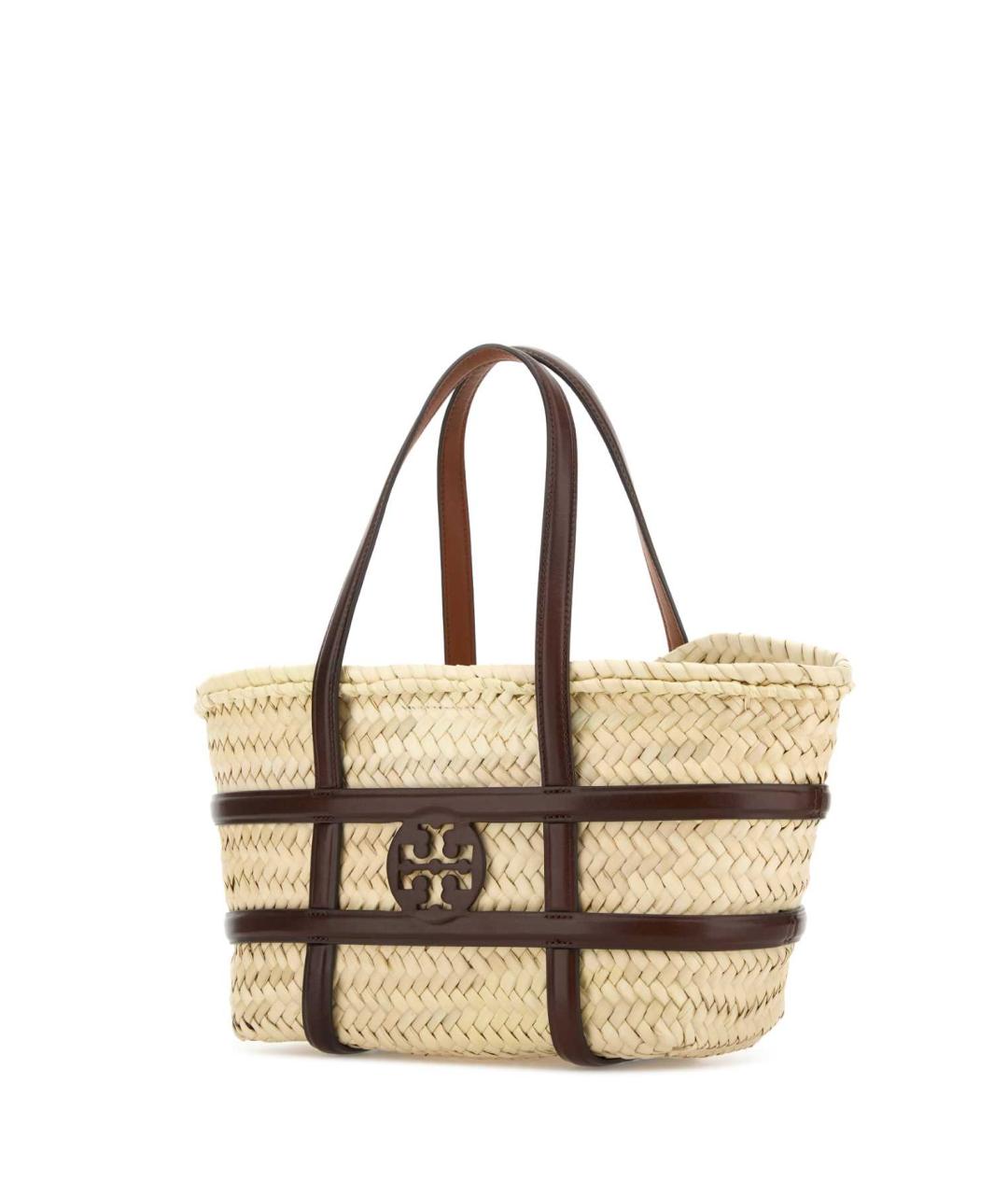 TORY BURCH Бежевая пелетеная сумка с короткими ручками, фото 2
