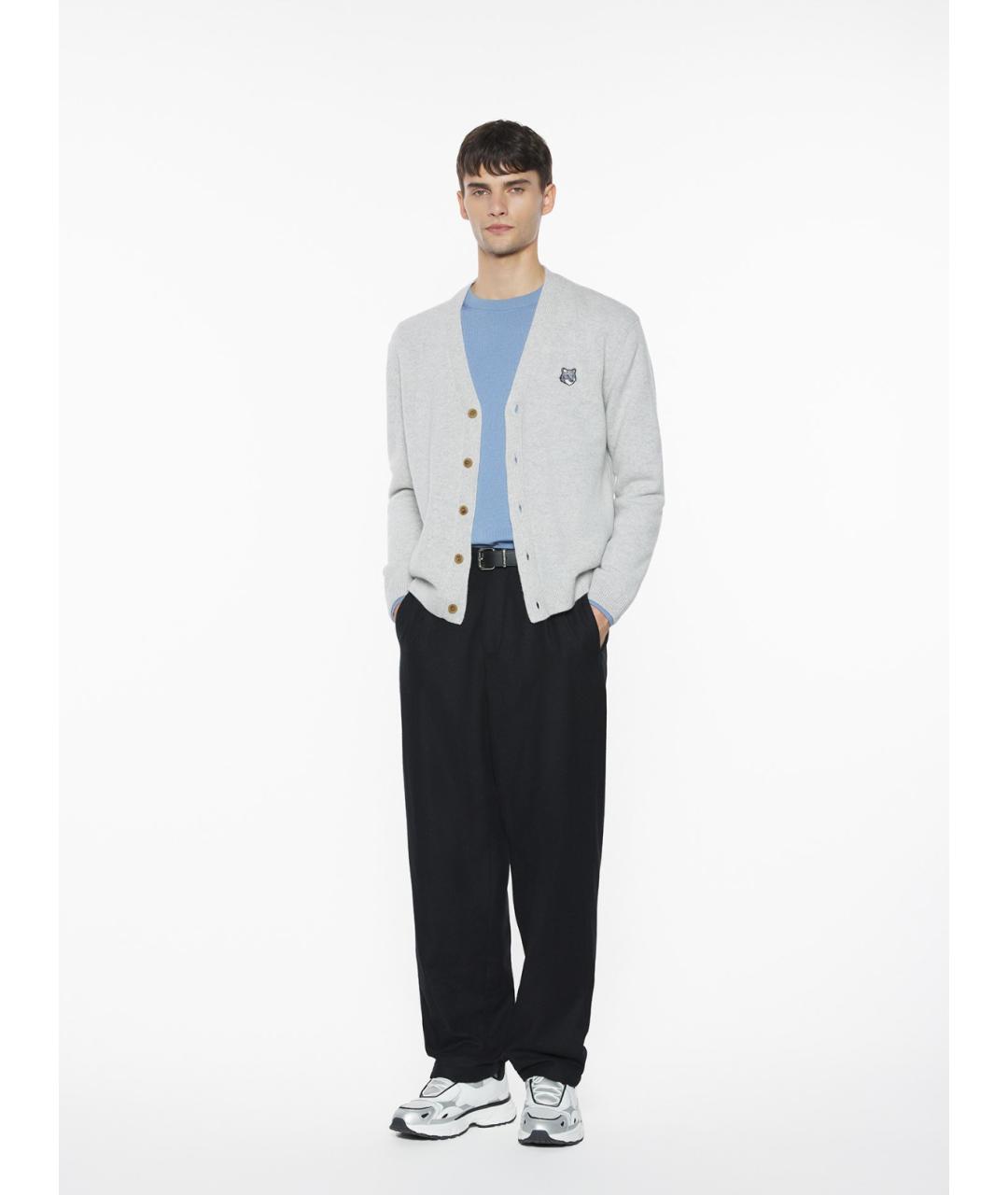 MAISON KITSUNE Серый шерстяной кардиган, фото 3