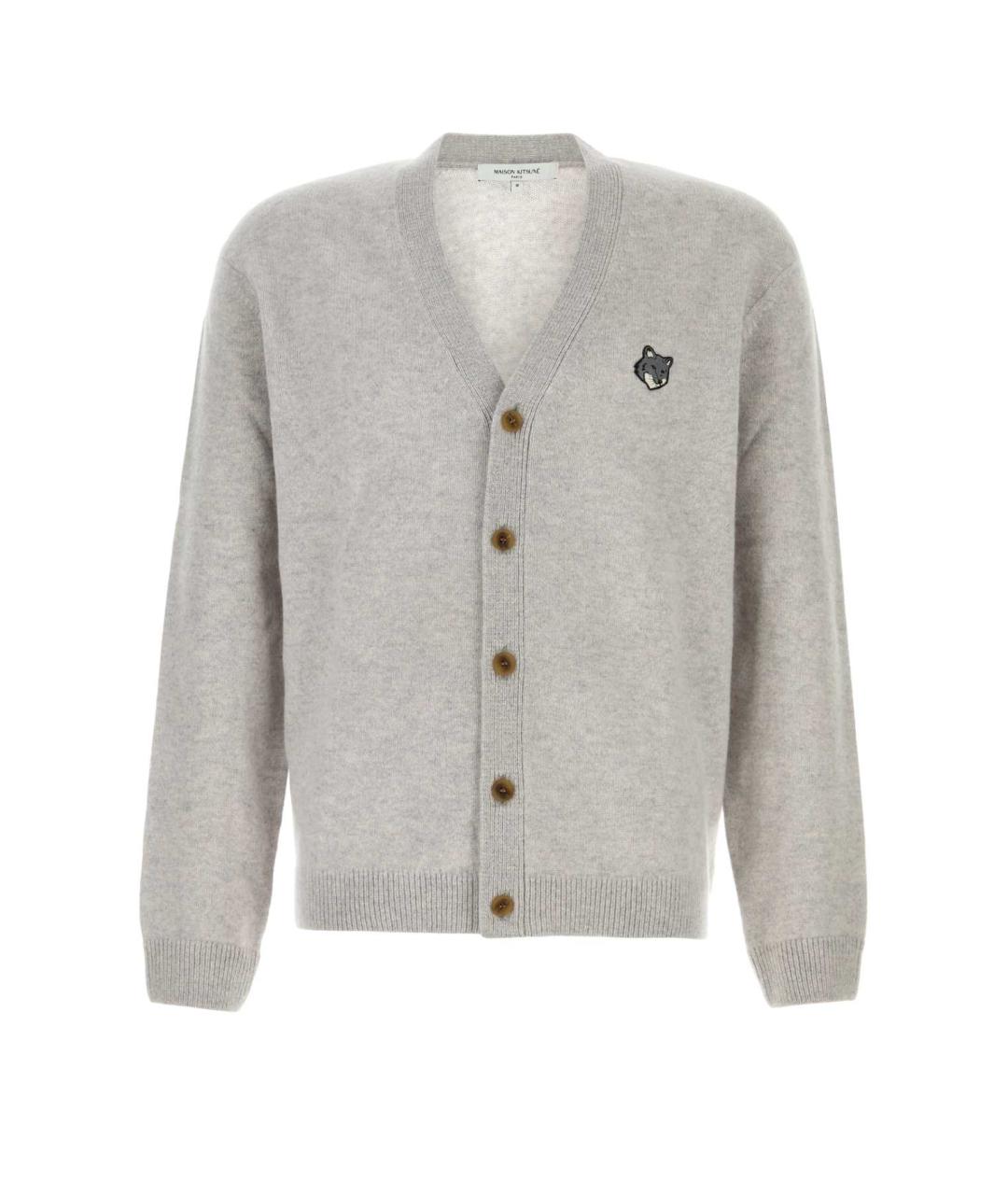 MAISON KITSUNE Серый шерстяной кардиган, фото 1