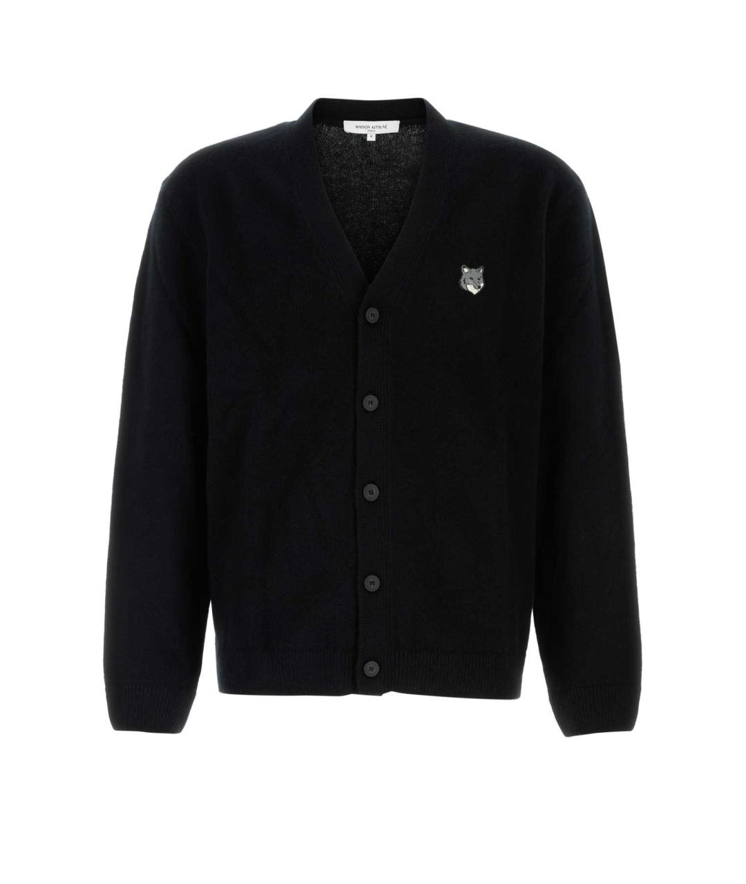 MAISON KITSUNE Черный шерстяной кардиган, фото 1