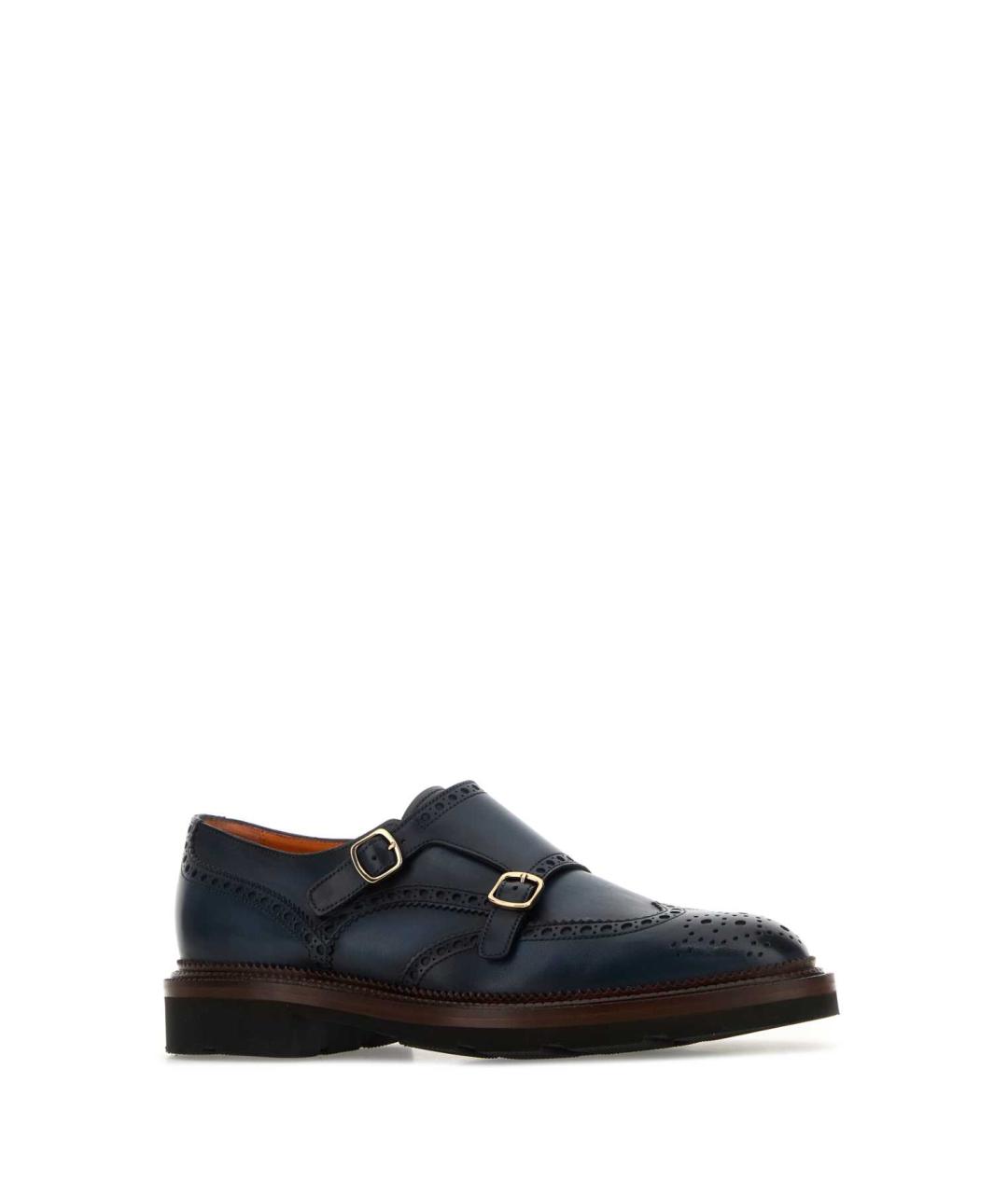 SANTONI Синие кожаные лоферы, фото 2