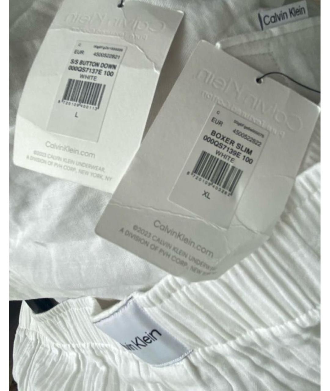 CALVIN KLEIN Белая хлопковая пижама, фото 3