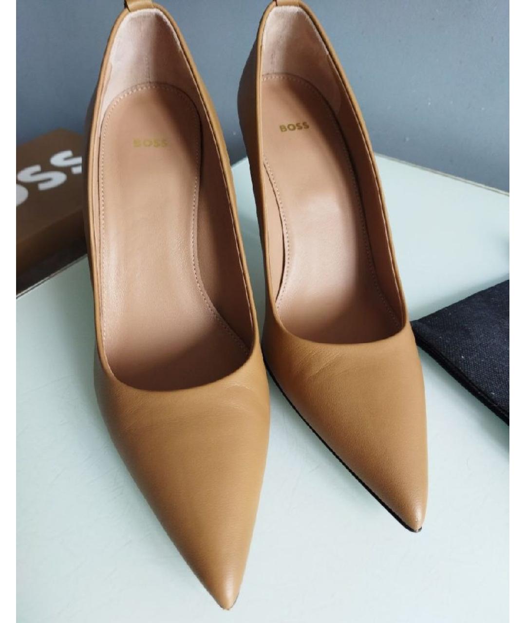 HUGO BOSS Бежевые кожаные туфли, фото 3