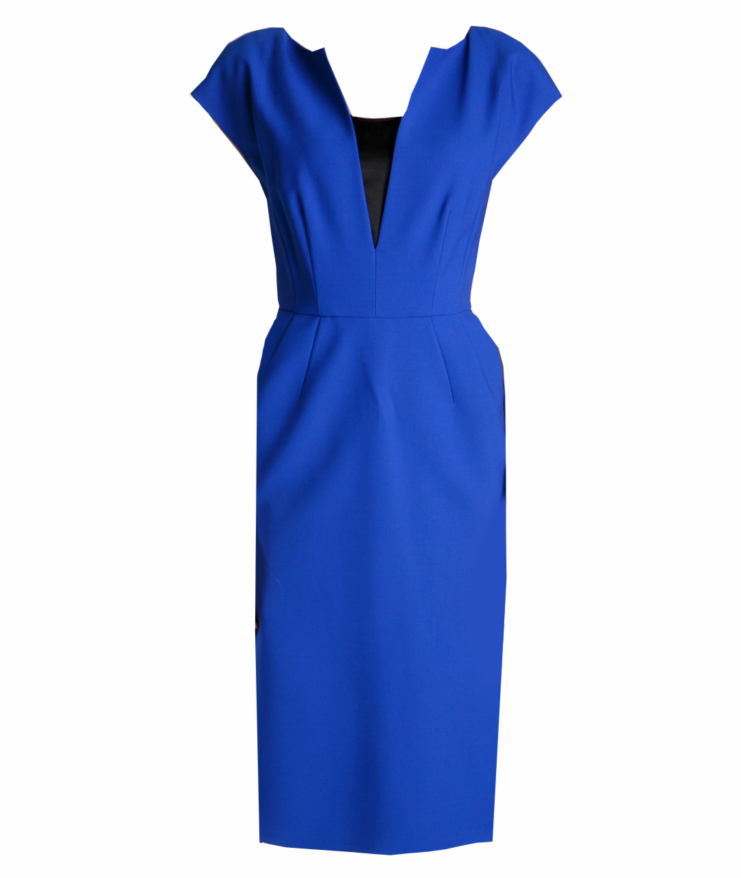 ALBERTA FERRETTI Синее шерстяное коктейльное платье, фото 1