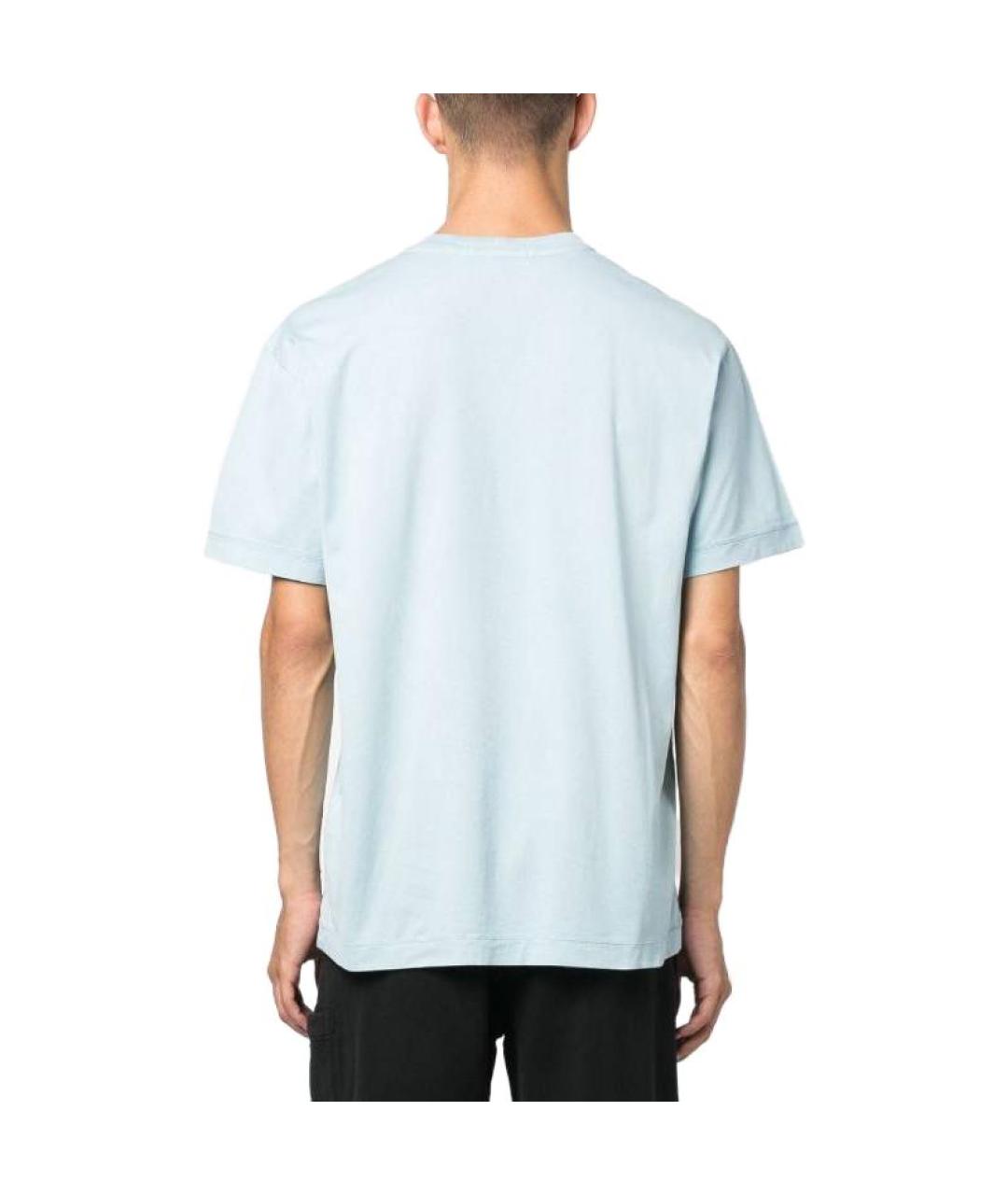 STONE ISLAND Голубая хлопковая футболка, фото 3