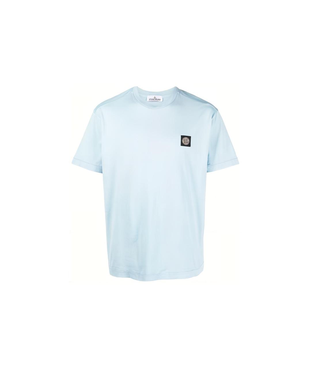 STONE ISLAND Голубая хлопковая футболка, фото 1