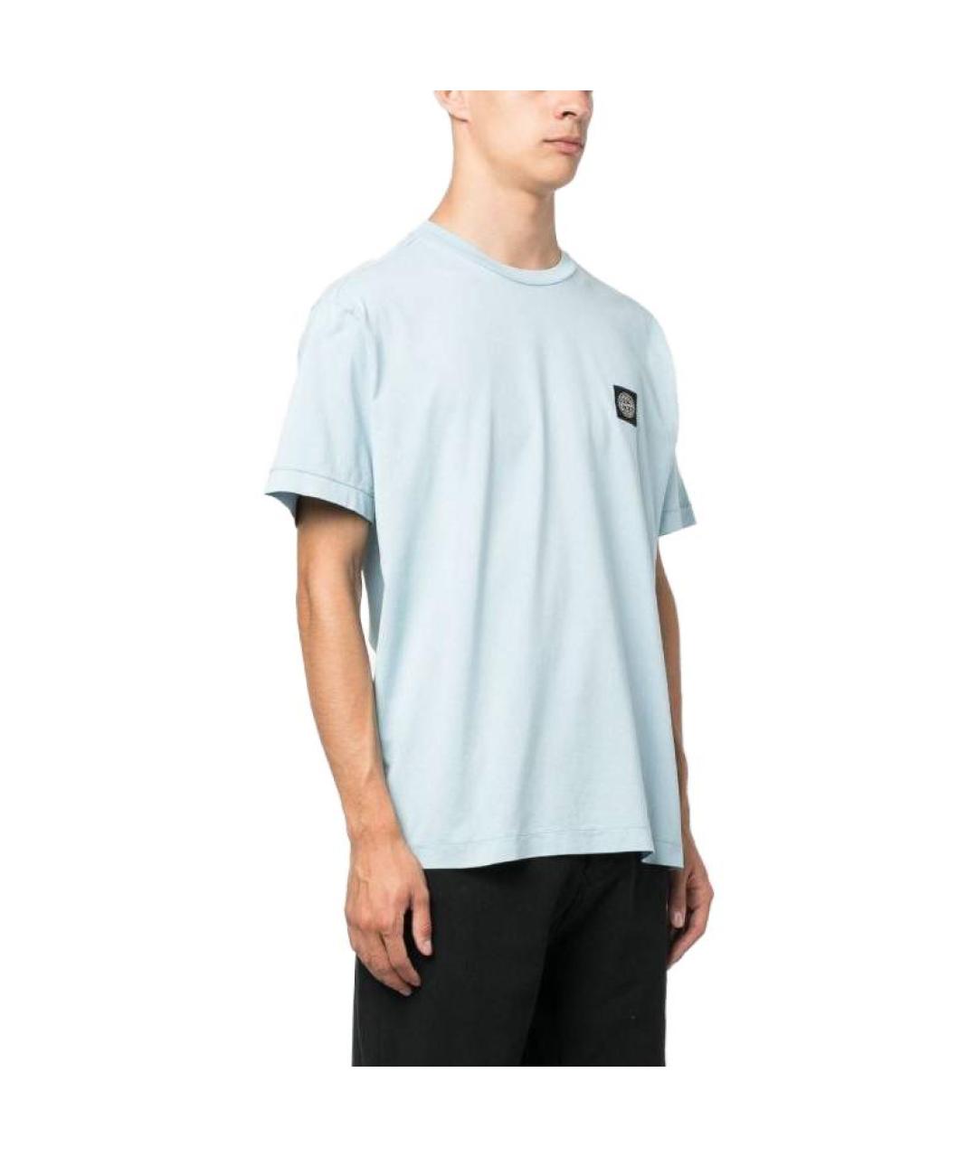 STONE ISLAND Голубая хлопковая футболка, фото 4