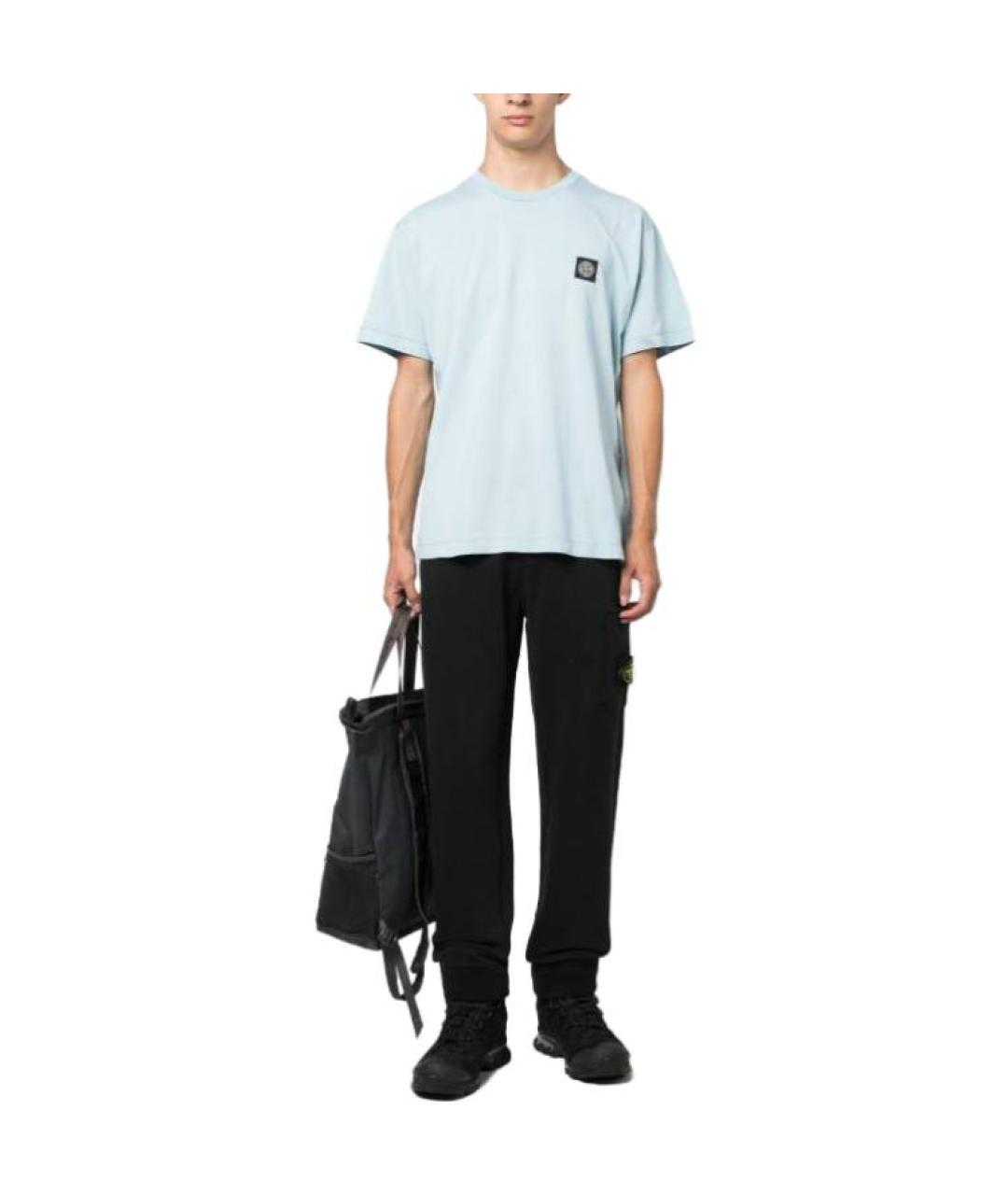 STONE ISLAND Голубая хлопковая футболка, фото 2