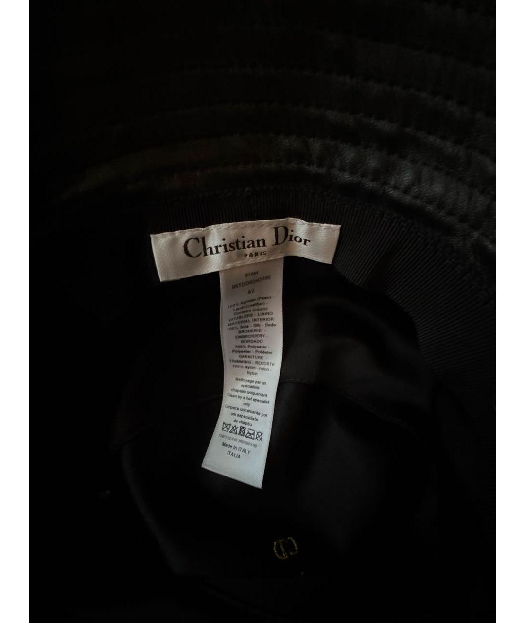CHRISTIAN DIOR Черная кожаная панама, фото 3