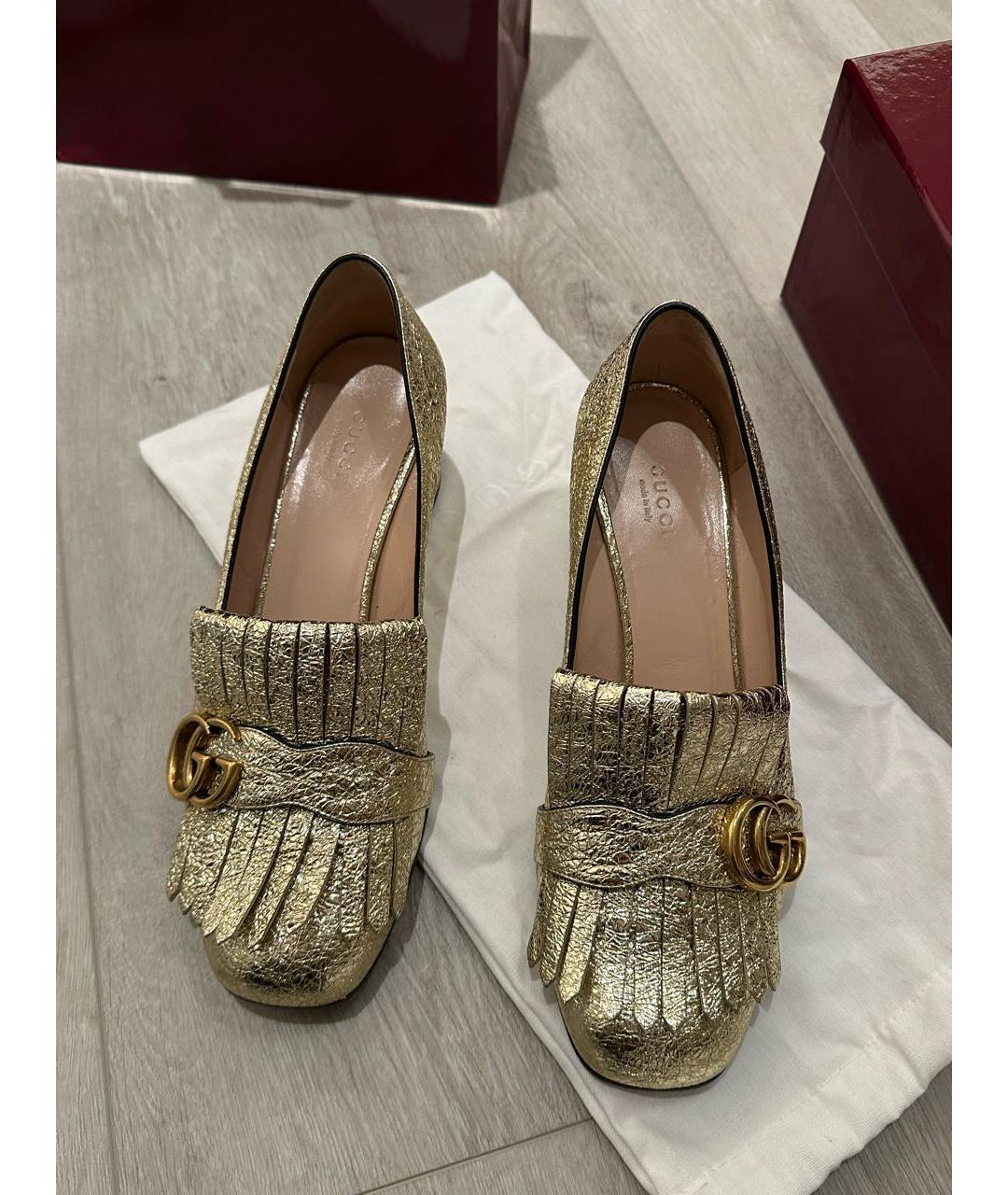 GUCCI Золотые туфли, фото 2
