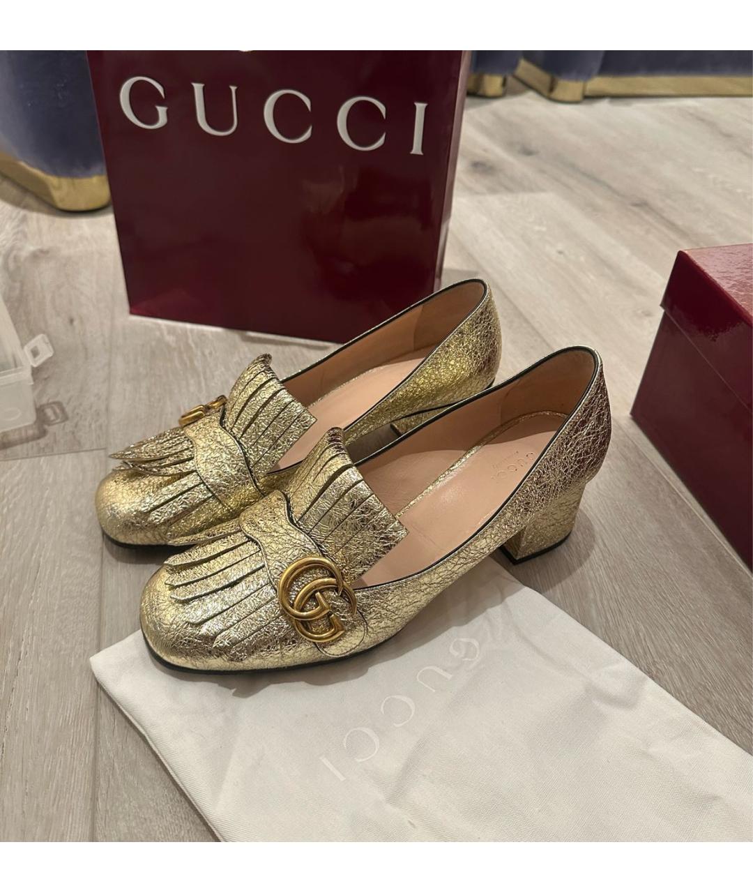 GUCCI Золотые туфли, фото 3