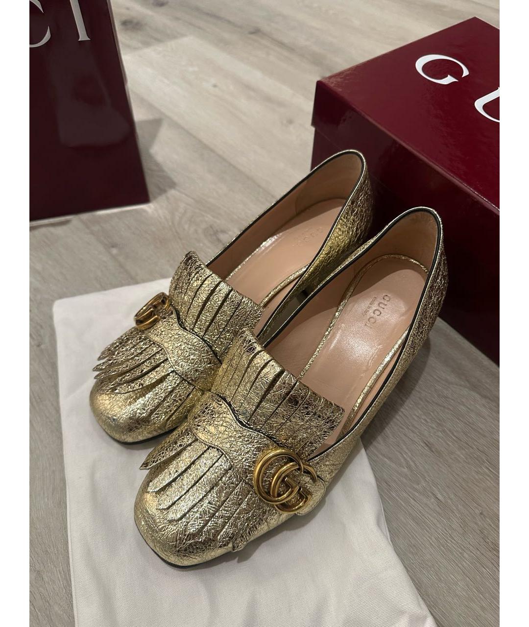 GUCCI Золотые туфли, фото 4
