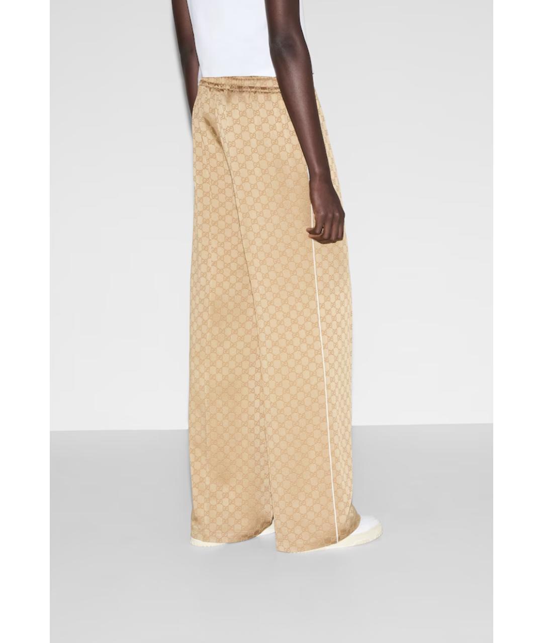 GUCCI Бежевые вискозные прямые брюки, фото 3