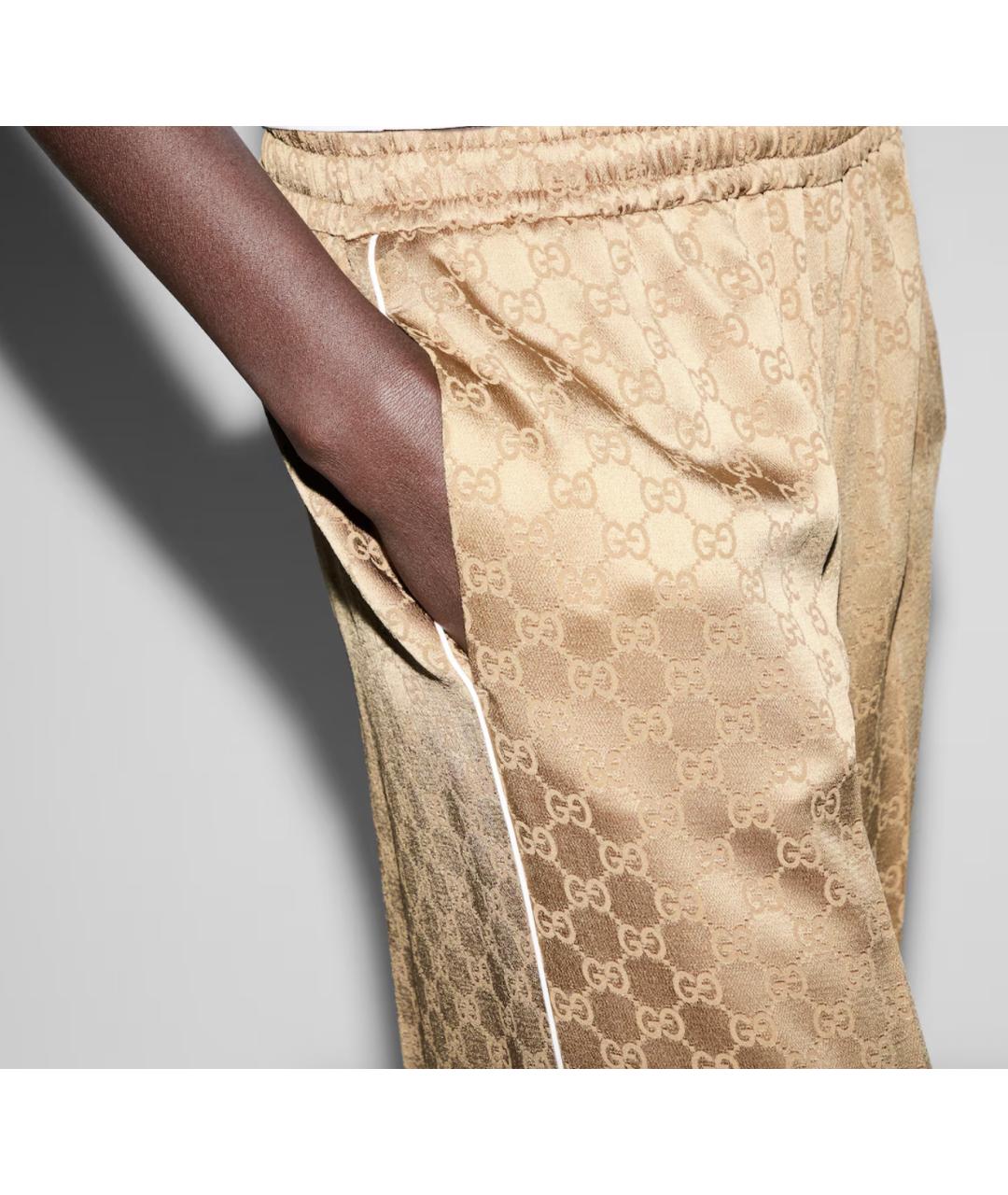 GUCCI Бежевые вискозные прямые брюки, фото 4