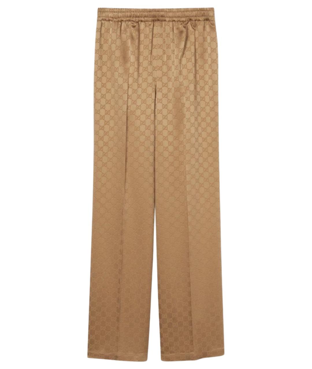 GUCCI Бежевые вискозные прямые брюки, фото 1