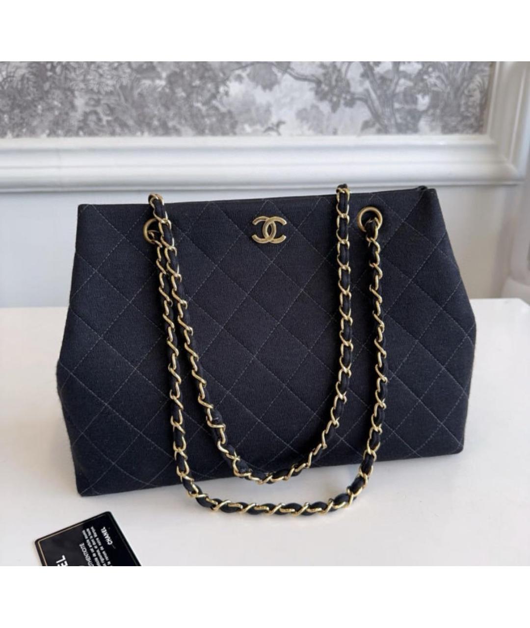 CHANEL Черная бархатная сумка тоут, фото 3