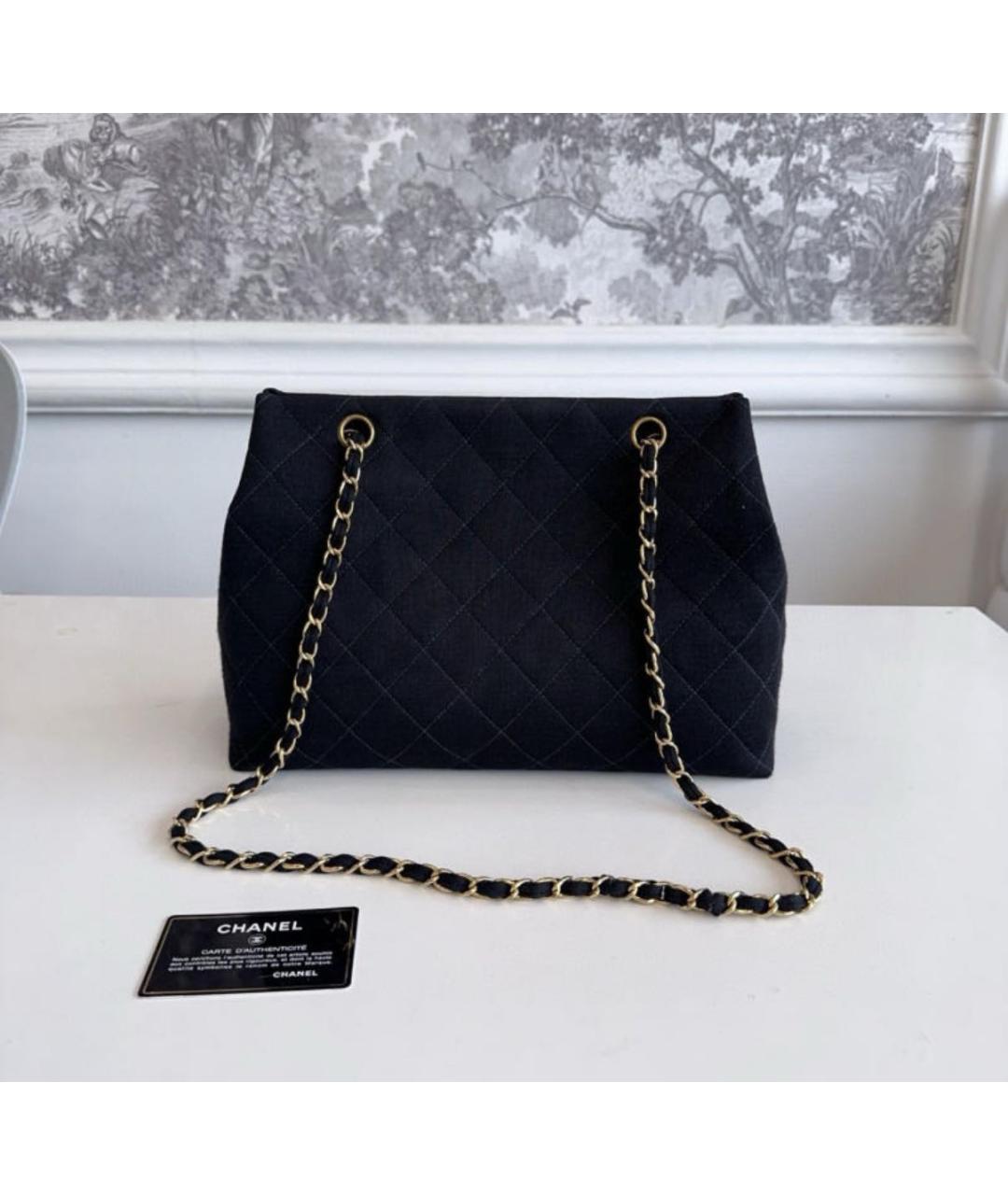 CHANEL Черная бархатная сумка тоут, фото 4