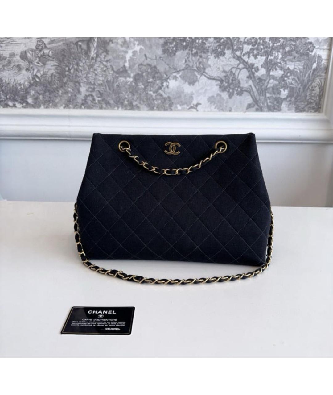 CHANEL Черная бархатная сумка тоут, фото 2