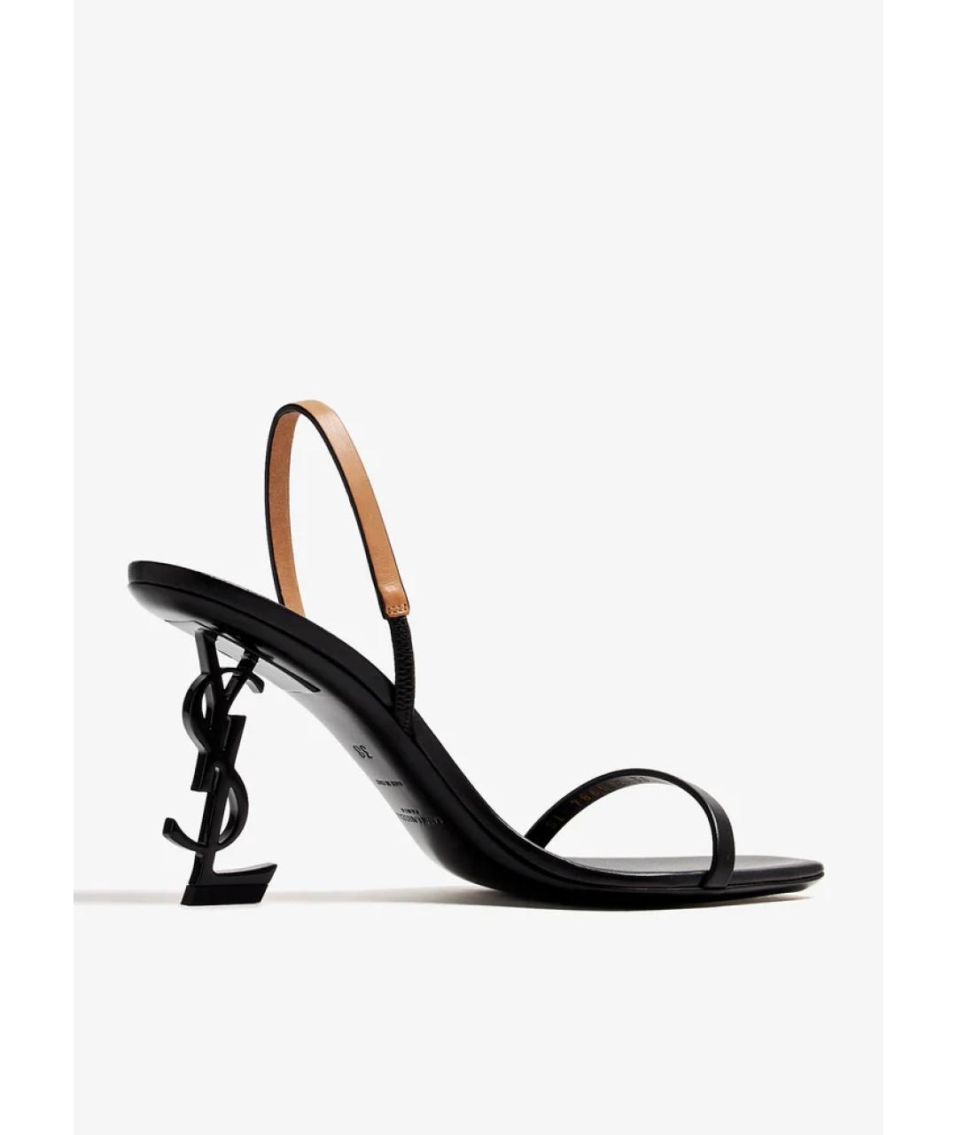 SAINT LAURENT Черные кожаные босоножки, фото 3