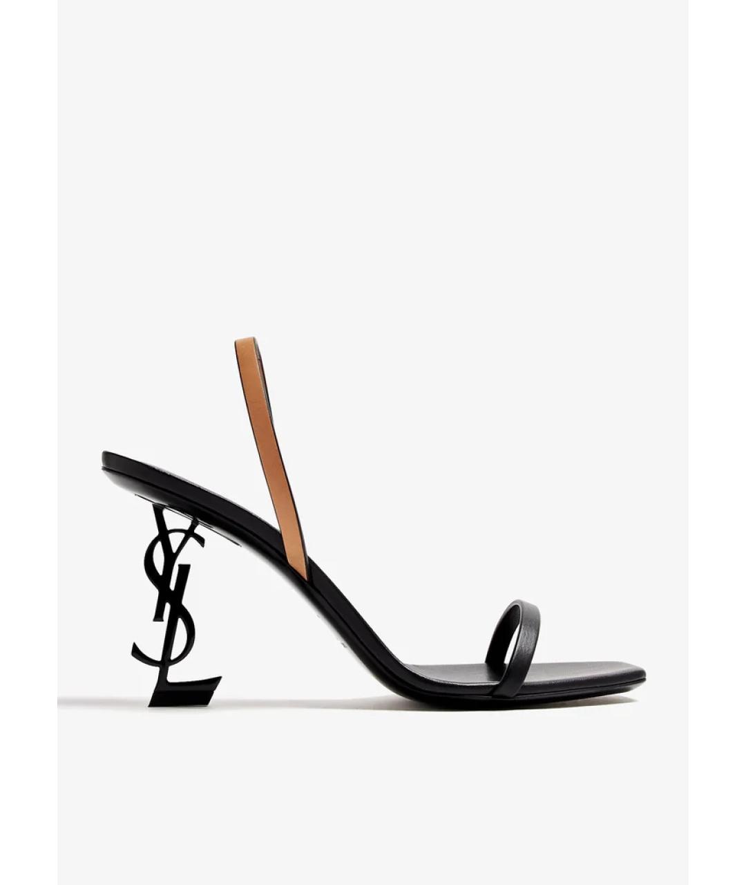 SAINT LAURENT Черные кожаные босоножки, фото 5