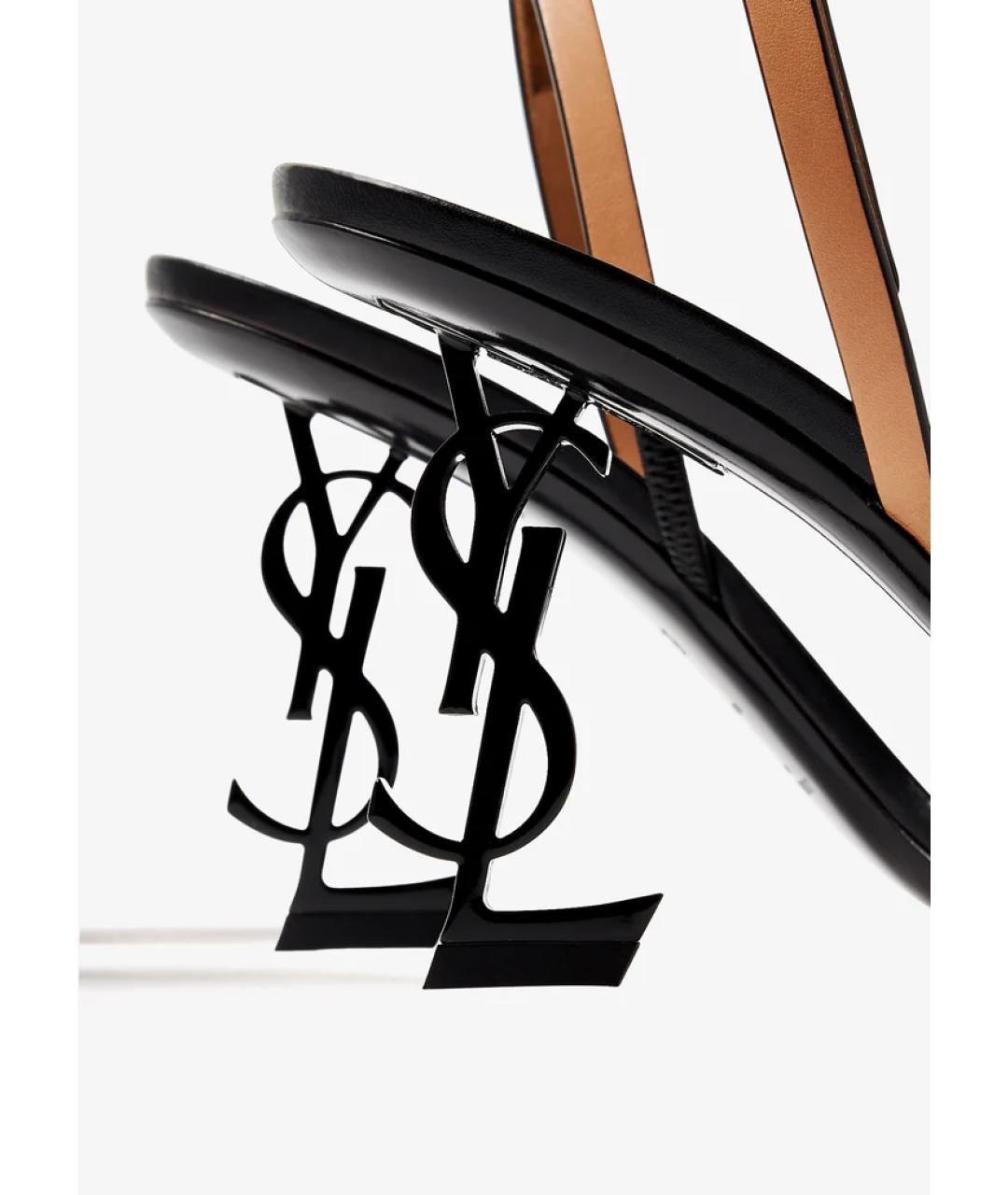 SAINT LAURENT Черные кожаные босоножки, фото 2