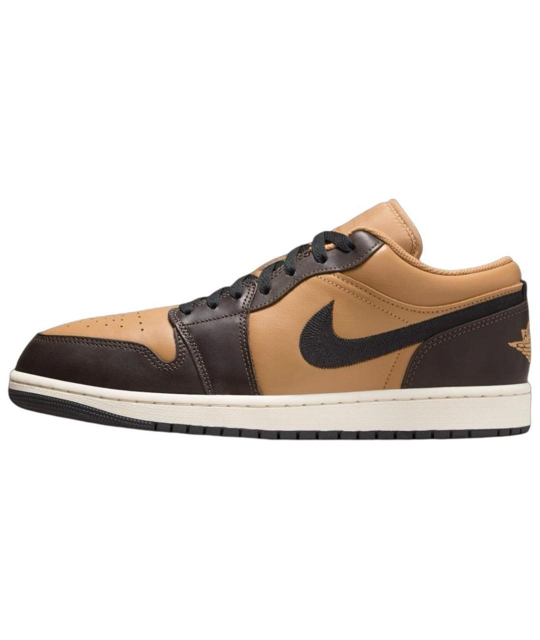 JORDAN Бежевые кожаные низкие кроссовки / кеды, фото 2