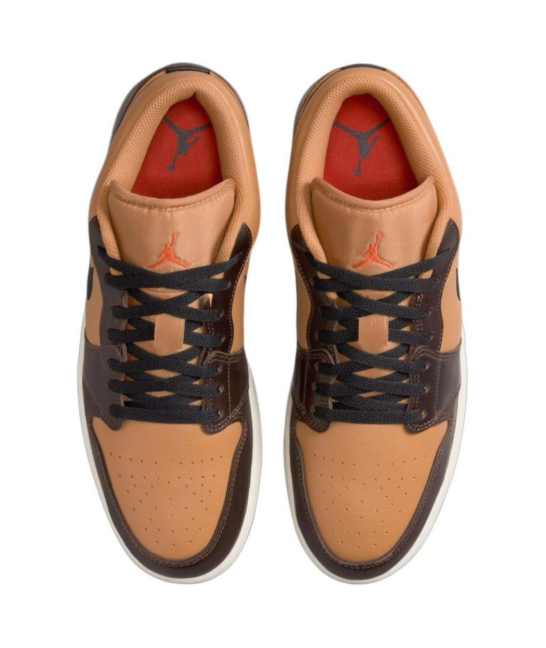 JORDAN Бежевые кожаные низкие кроссовки / кеды, фото 4