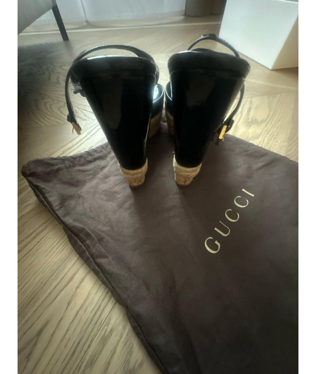 GUCCI Черные босоножки из лакированной кожи, фото 4