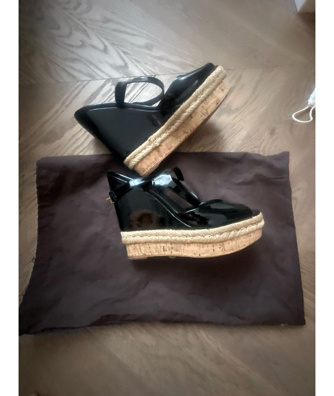 GUCCI Черные босоножки из лакированной кожи, фото 6