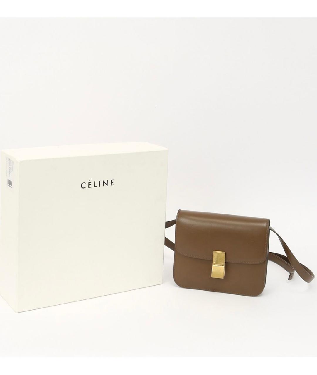 CELINE Коричневая кожаная сумка через плечо, фото 2