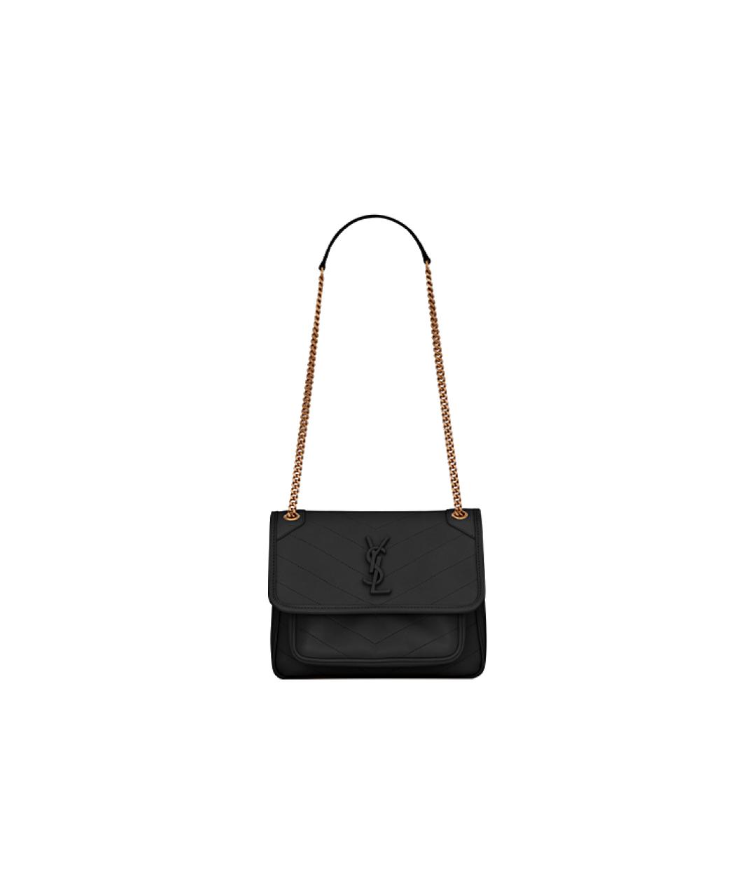 SAINT LAURENT Черная кожаная сумка через плечо, фото 6